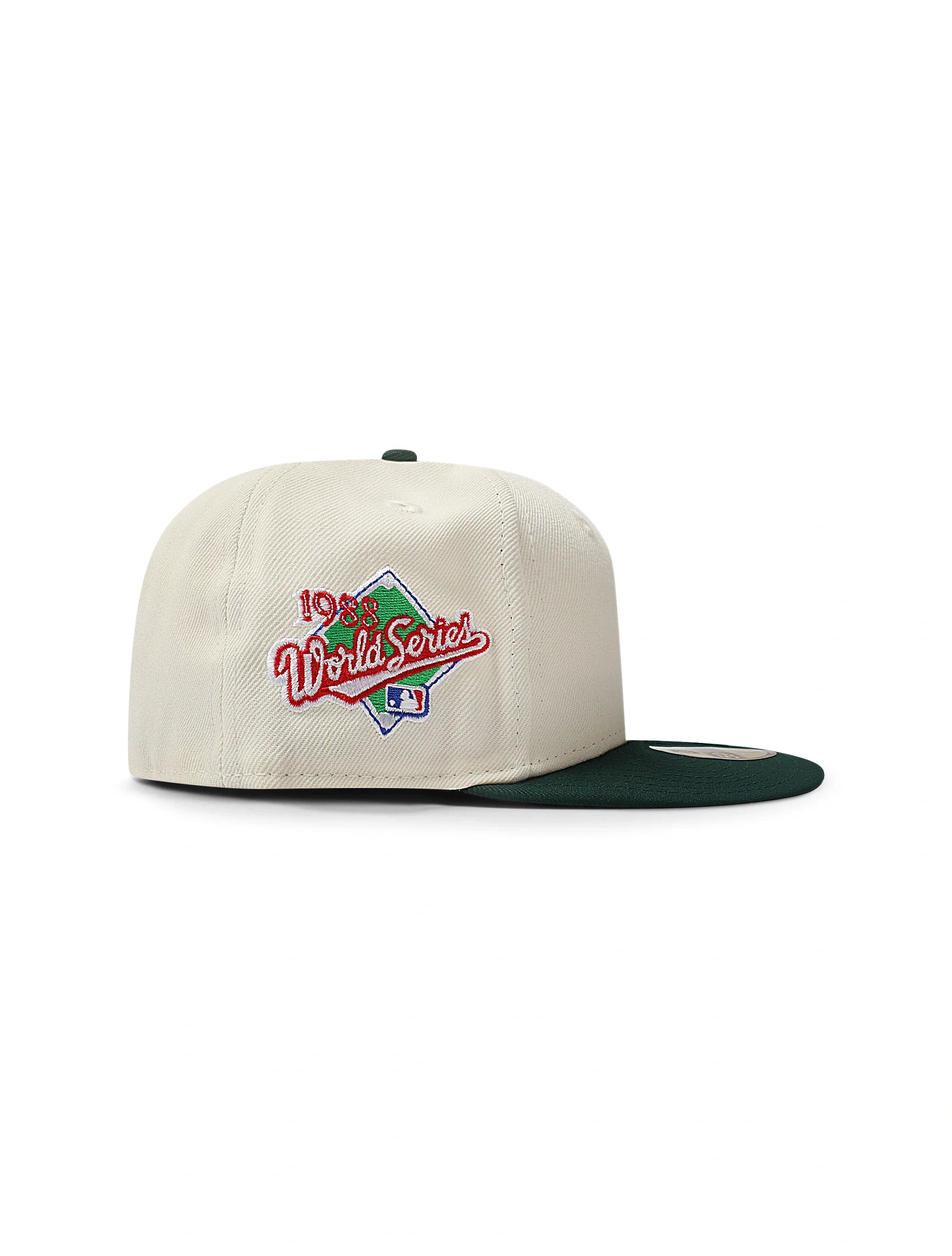 New Era 5950 Dodgers Upside Down LA World Series Hat - Chrome/Green by Denim Exchange