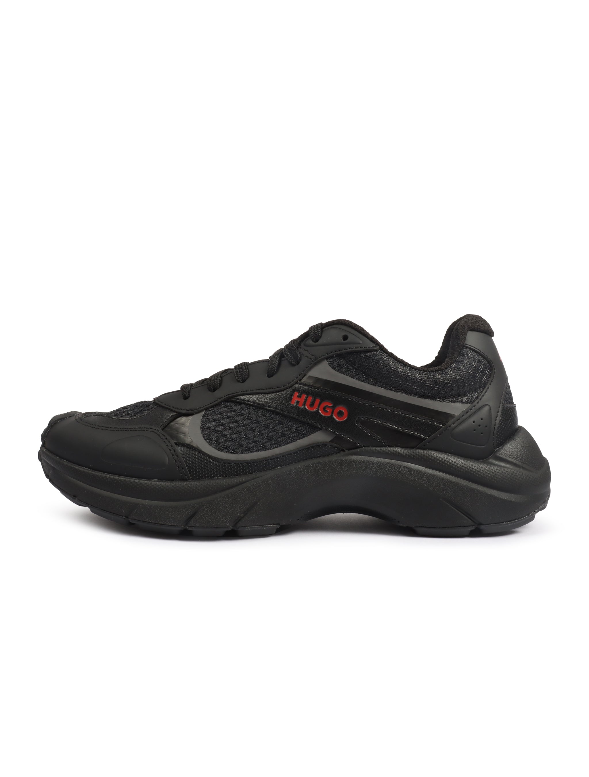 Hugo Boss Mens Trainers Leather Mesh - Black by Denim Exchange