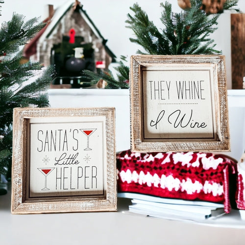 Santa's Helper Sign - Rustic Christmas Holiday Decor