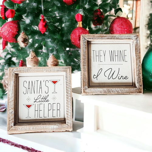 Santa's Helper Sign - Rustic Christmas Holiday Decor
