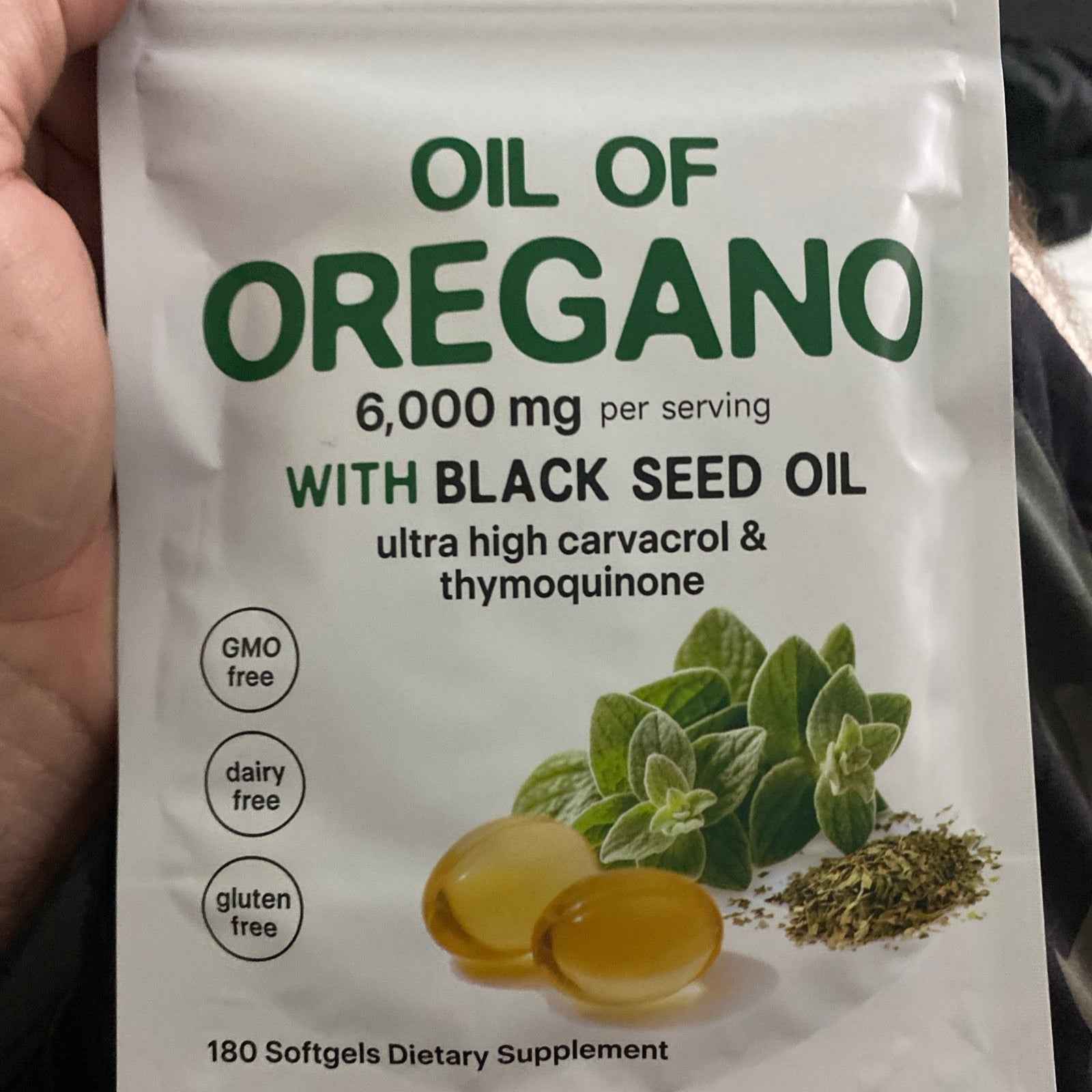 Organic Oil of Oregano 180 Softgels 2 in 1 Black Seed Oil Herbal Supplement US