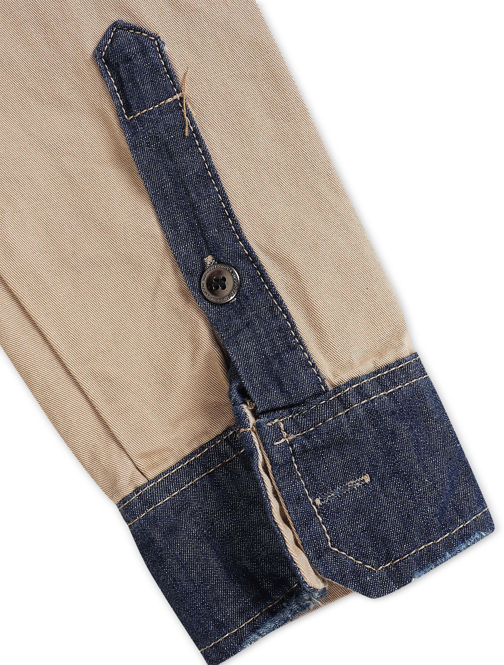 Smugglers Moon Button Up Woven Top - Khaki Plaid by Denim Exchange