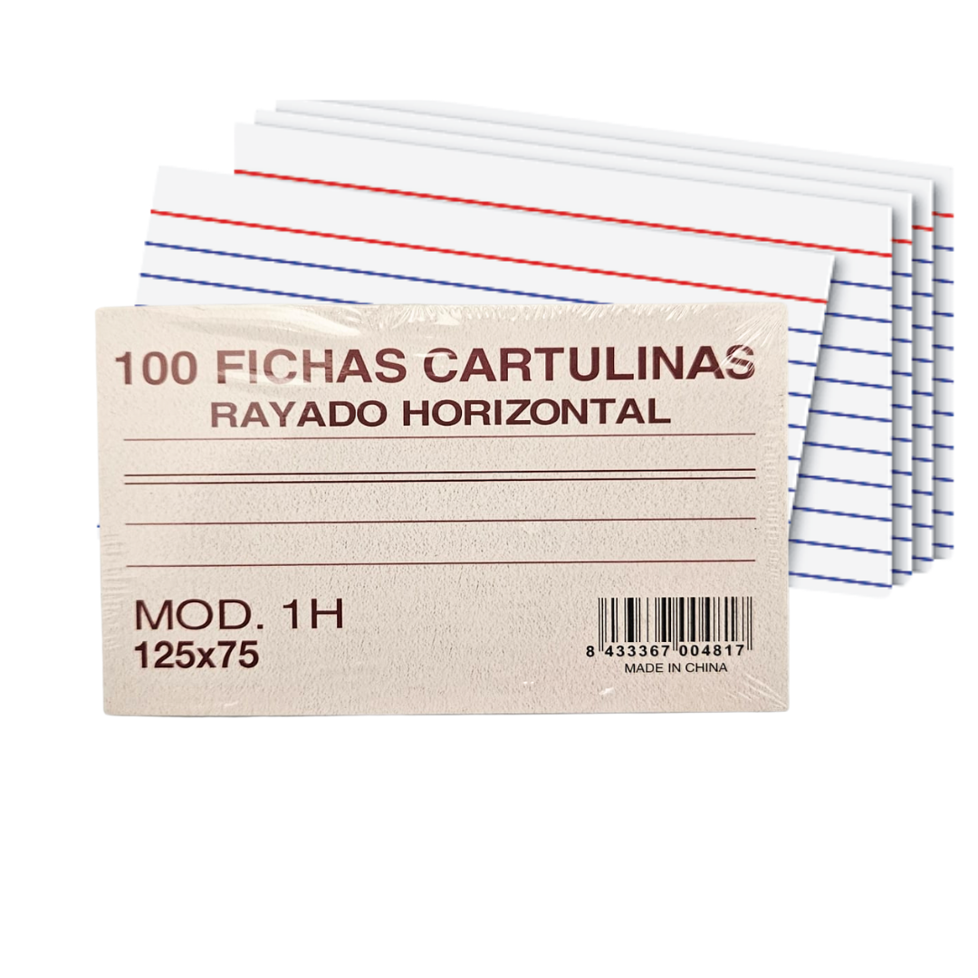 Fichas de Cartulina Rayadas Horizontales (3x5in – Paquete de 100) DestGlow