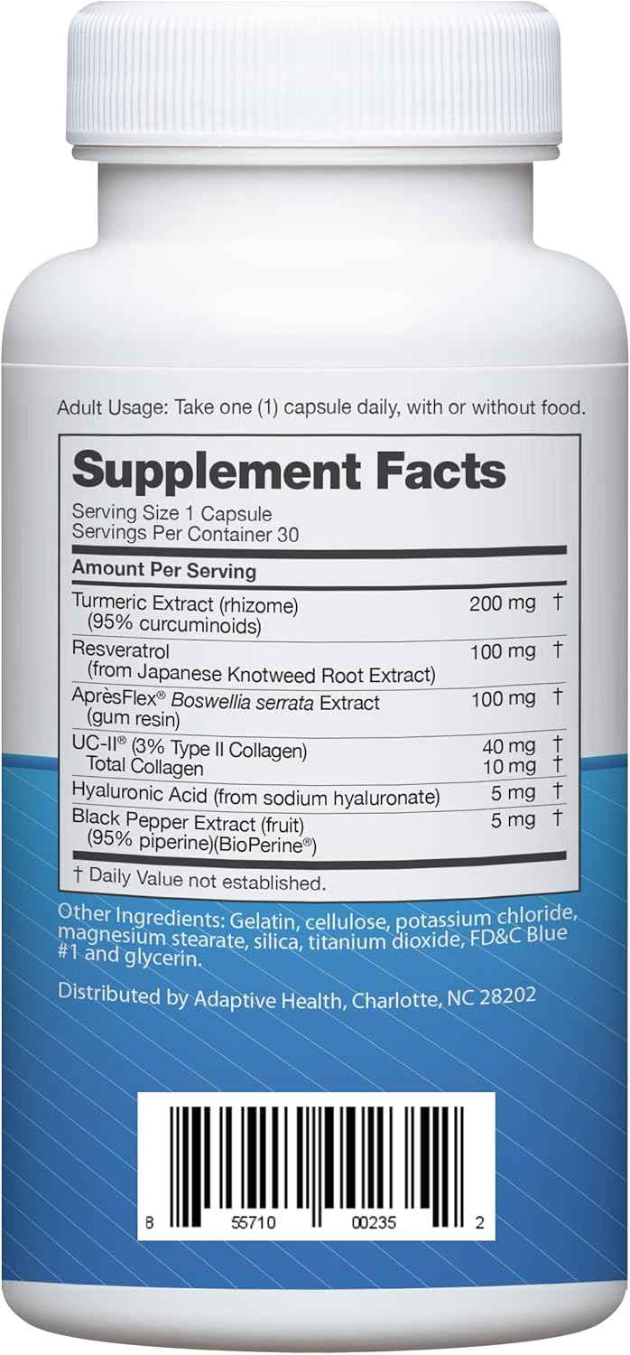 Instaflex Advanced Joint Support Supplement - Turmeric, Resveratrol, Boswellia Serrata Extract, BioPerine, UC-II Collagen- 30 Count