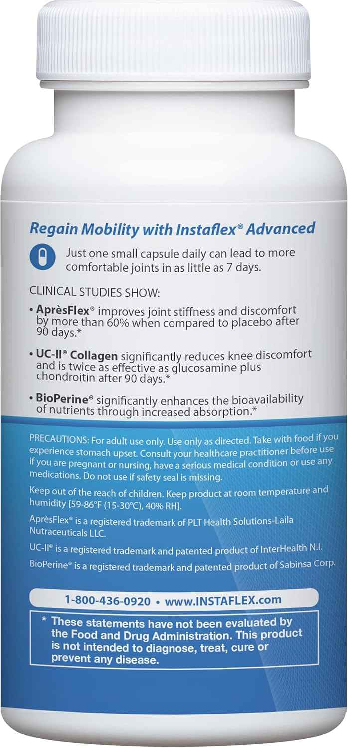 Instaflex Advanced Joint Support Supplement - Turmeric, Resveratrol, Boswellia Serrata Extract, BioPerine, UC-II Collagen- 30 Count