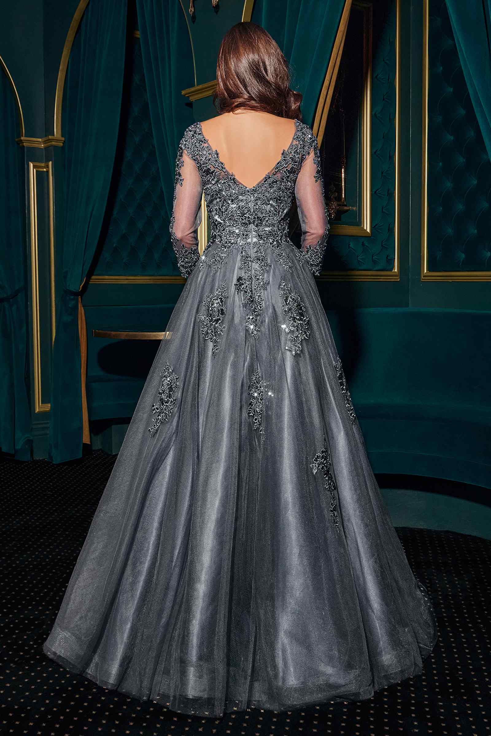 Ladivine J883W Wedding A-Line Ball Gown Long Sleeves Lace Applique by DiscountDressShop