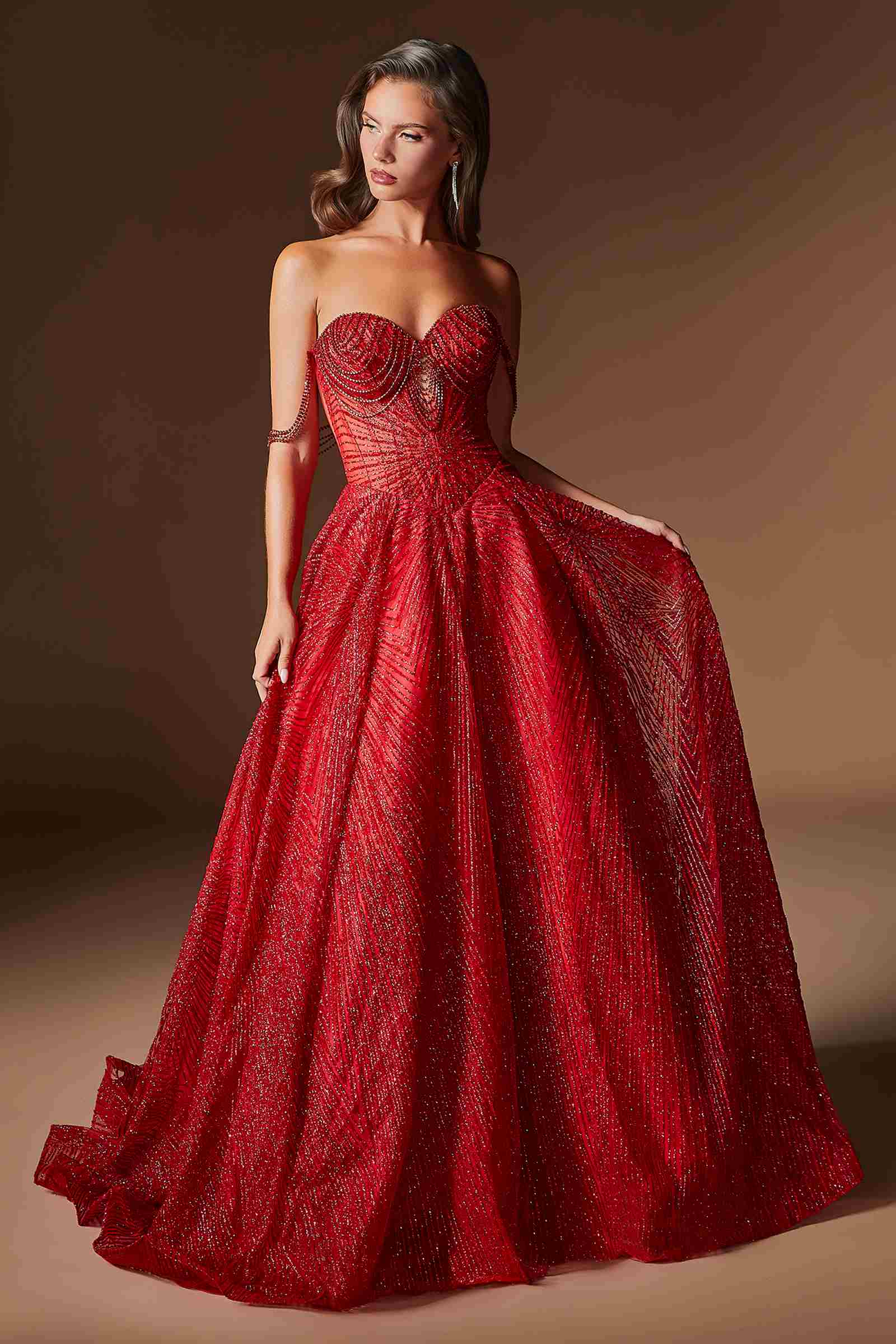 Ladivine J915 Shimmering Glitter Tulle Boned Corset Ball Gown DestGlow