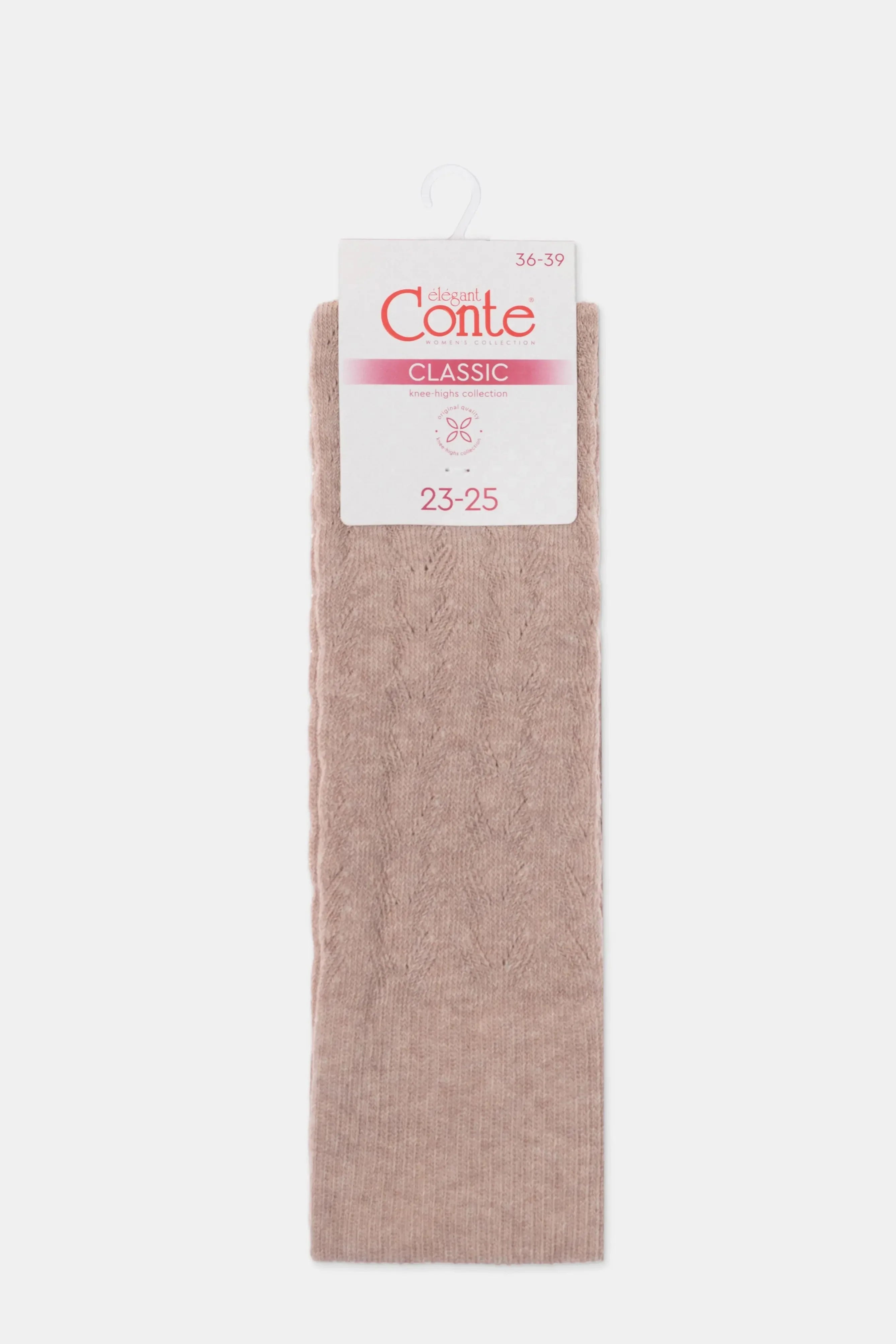 Cotton Knee Highs Conte Classic 010 - Cotton Blend and Knitted Pattern DestGlow