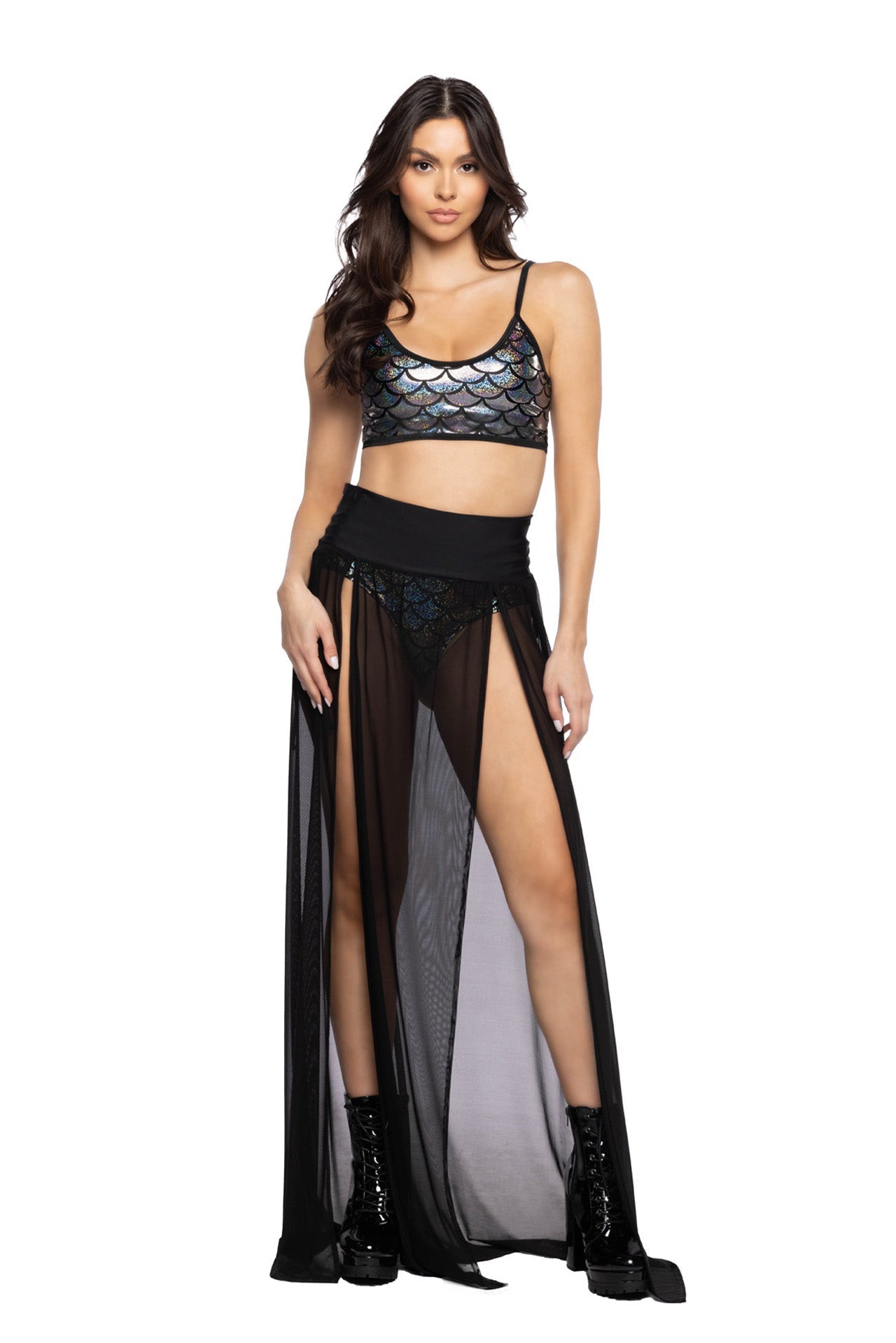 Long Double Slit Rave Skirt DestGlow