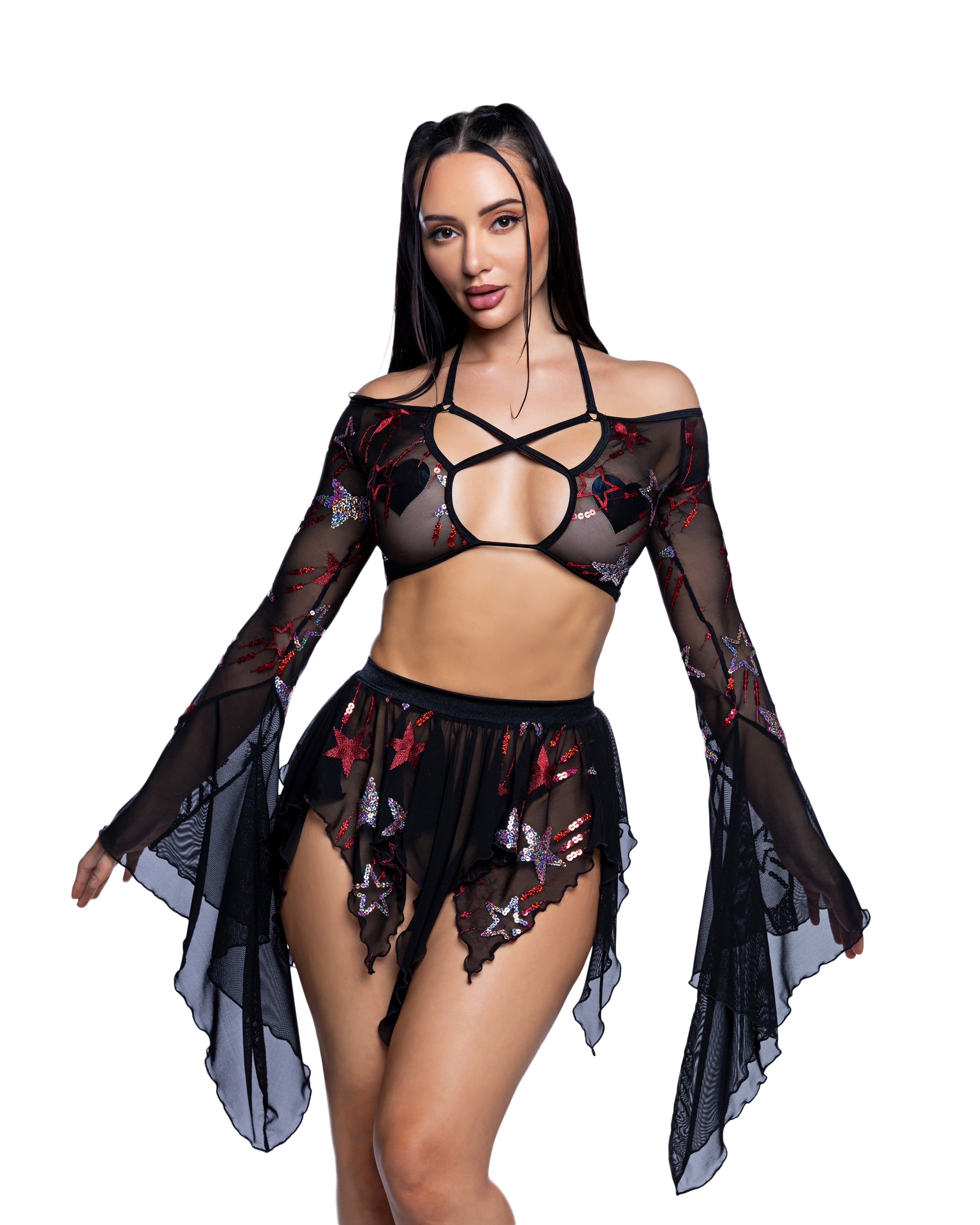 Sequin Butterfly Top & Skirt Set DestGlow