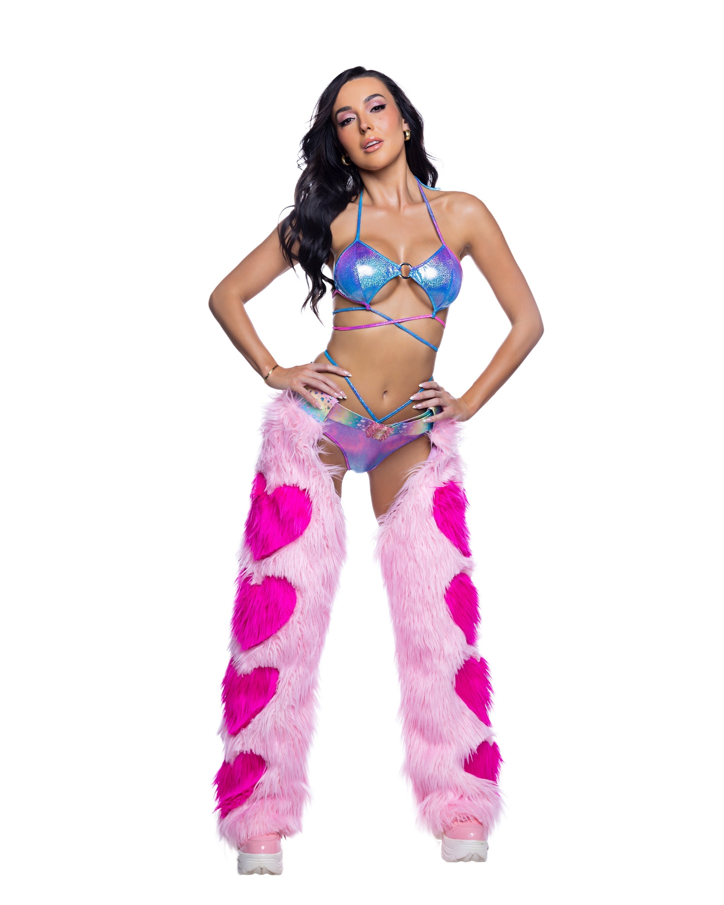 Faux Fur Heart Chaps by Rave Fix