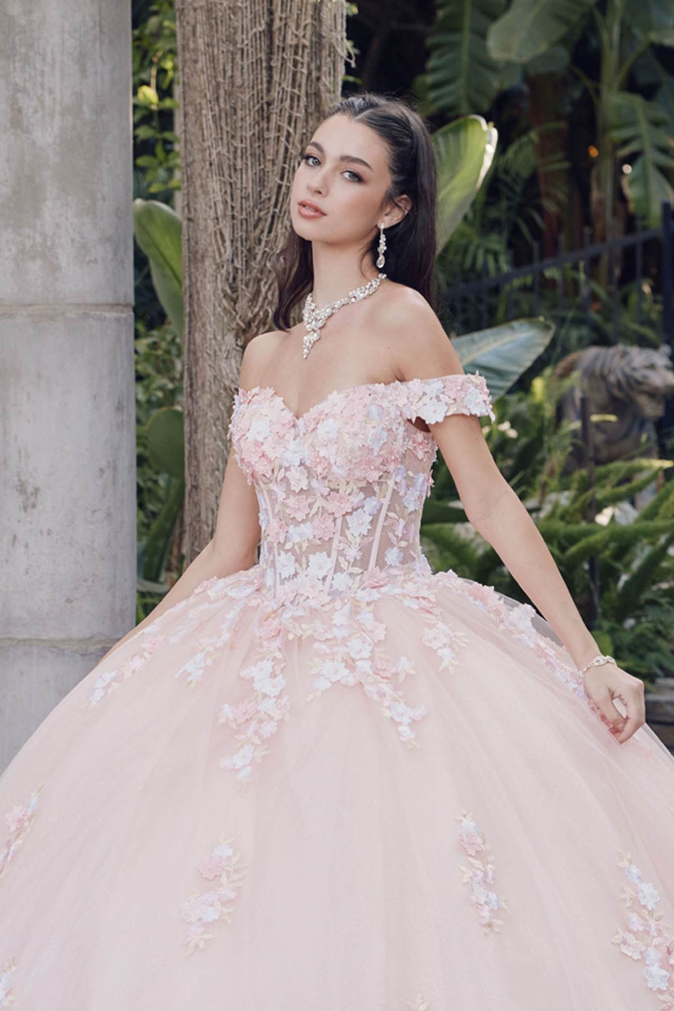 Juliet JT1460J Off the Shoulder Corset Bodice Poofy Quinceanera Gown by DiscountDressShop