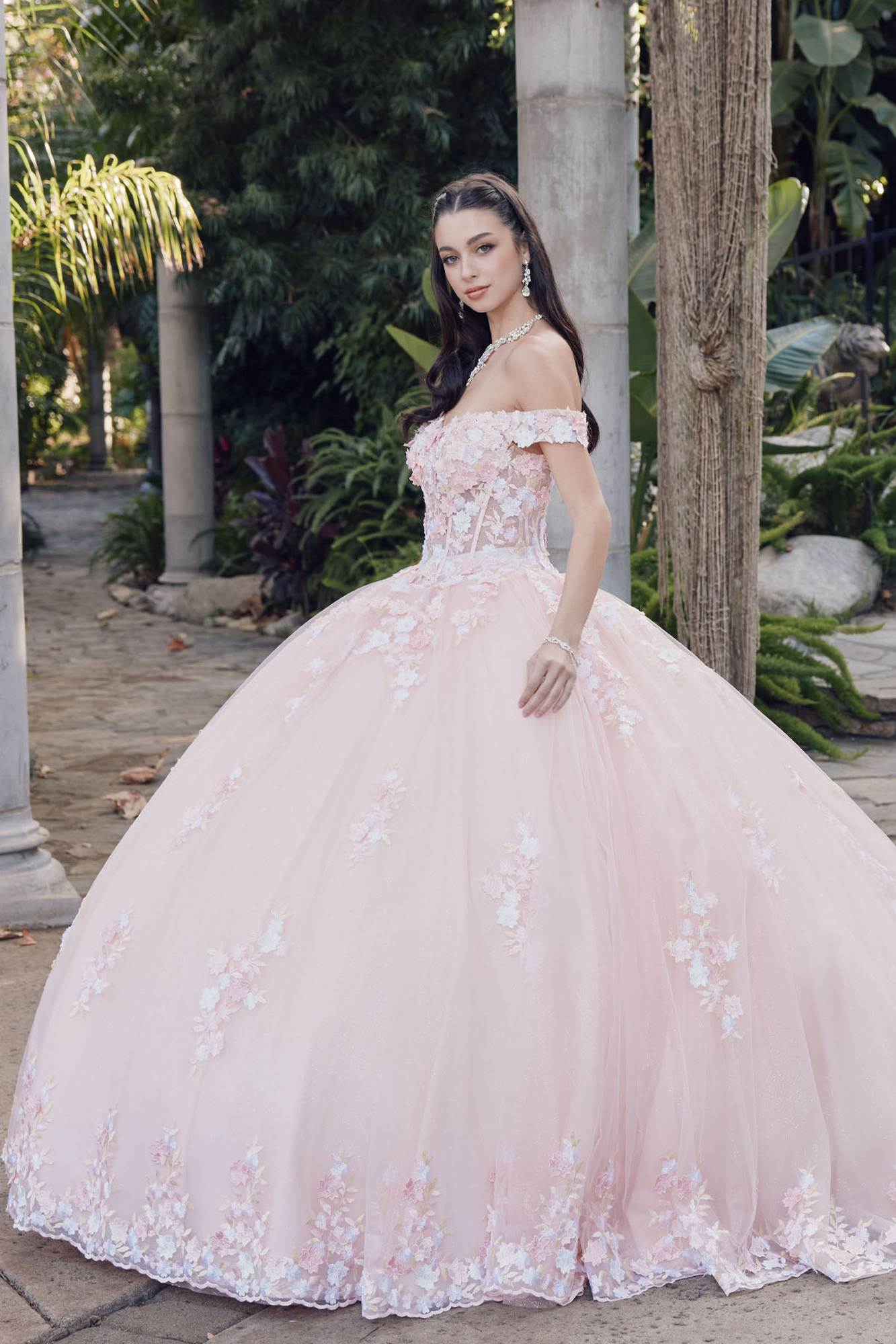 Juliet JT1460J Off the Shoulder Corset Bodice Poofy Quinceanera Gown by DiscountDressShop