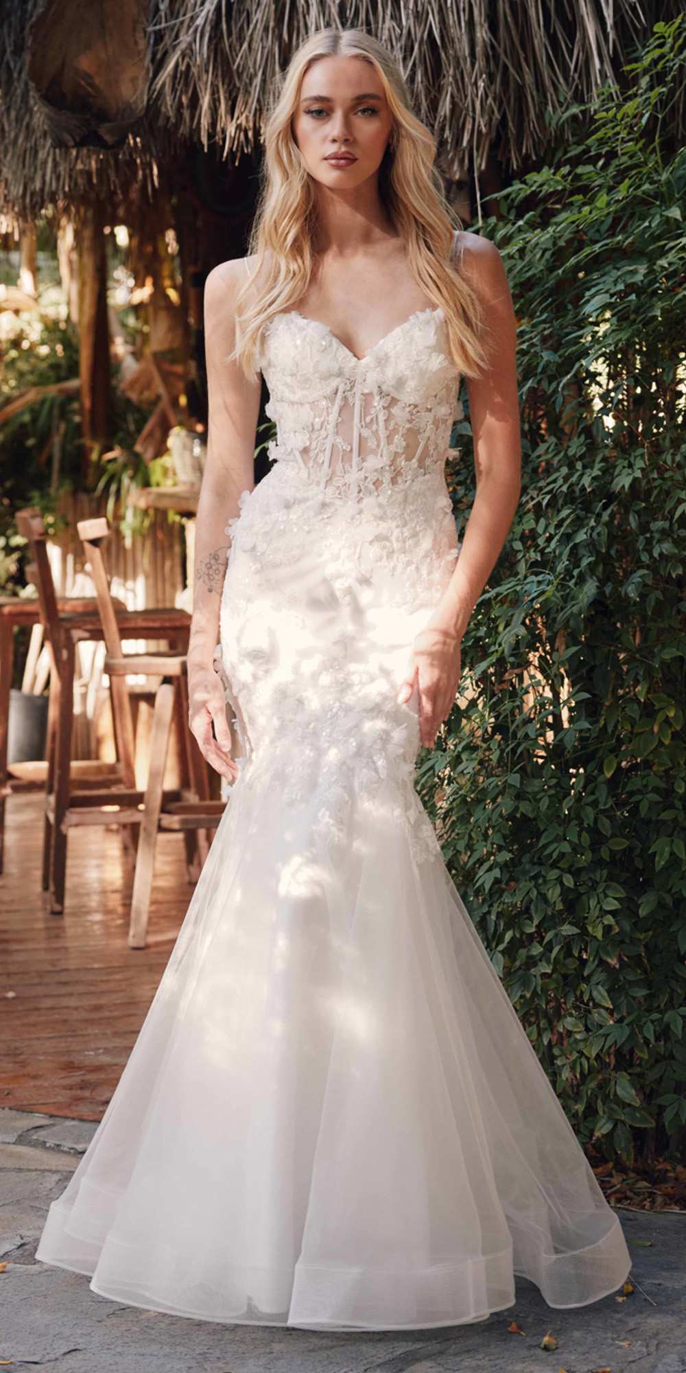 Juliet JT2469KW Long Sweetheart Boned Embellished Bodice Trumpet Gown by DiscountDressShop