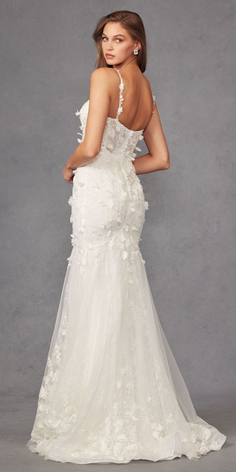 Juliet JT2475UW Long 3D Floral Applique Fitted Mermaid Gown by DiscountDressShop