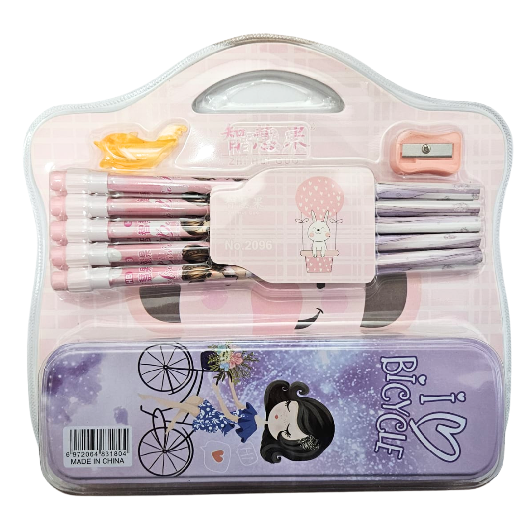 ZHI HUI CUO Juego con Cartuchera Metálica Rosa (12 Piezas) by Farmacias Savia