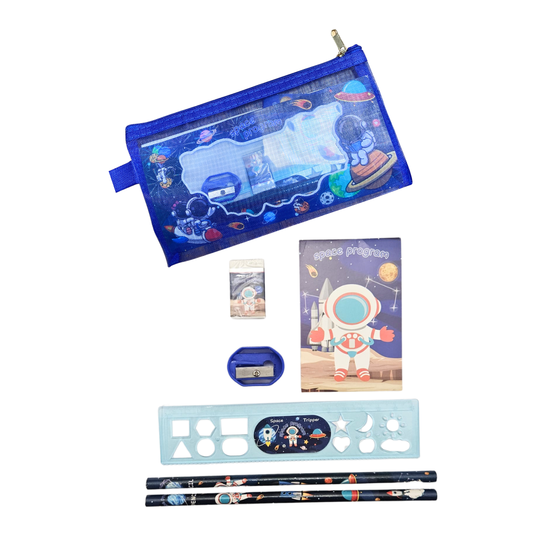 Juego Escolar con Cartuchera de Tela “Space Program” (9 Piezas) DestGlow