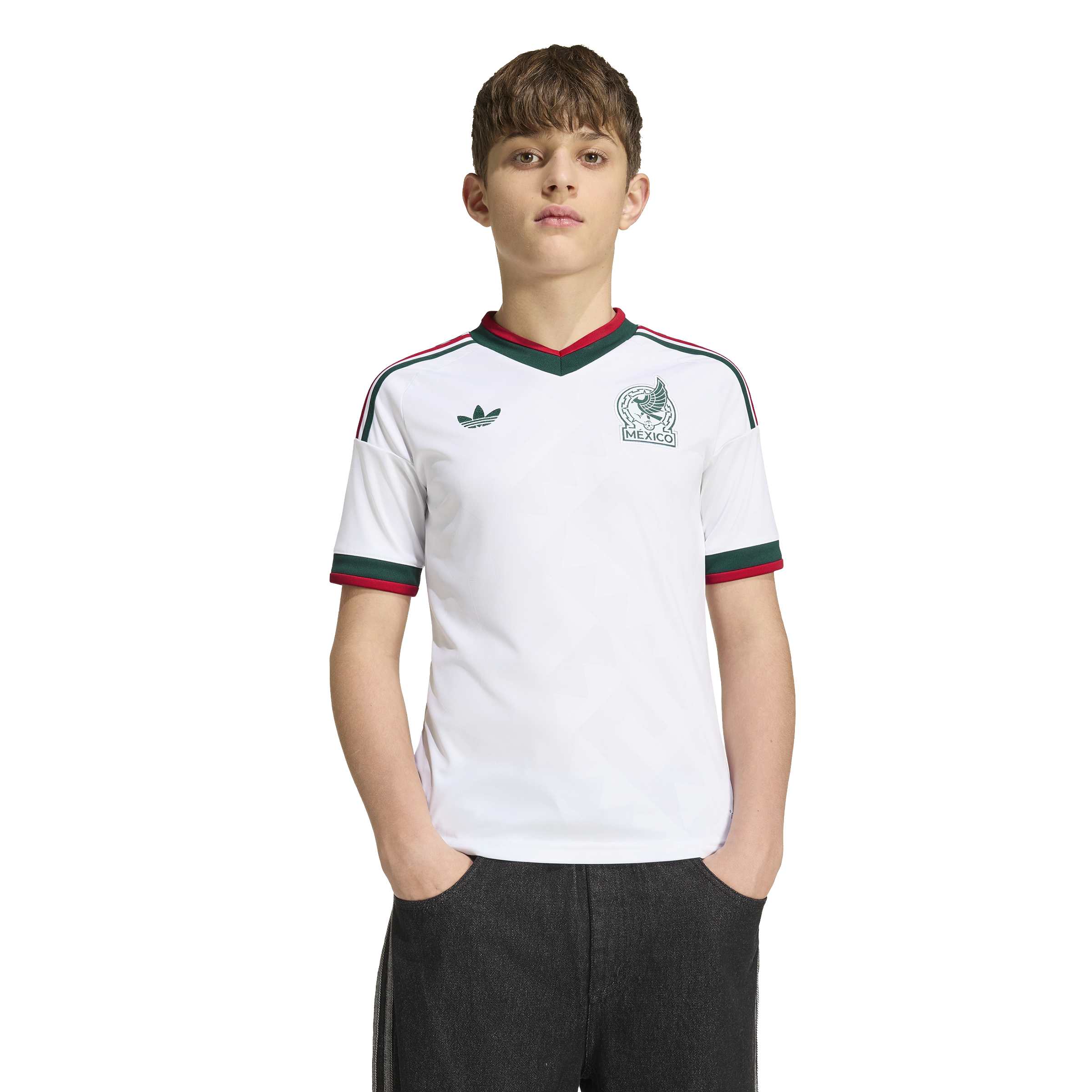 Adidas Kids Mexico 26 Away Jersey - White by Denim Exchange