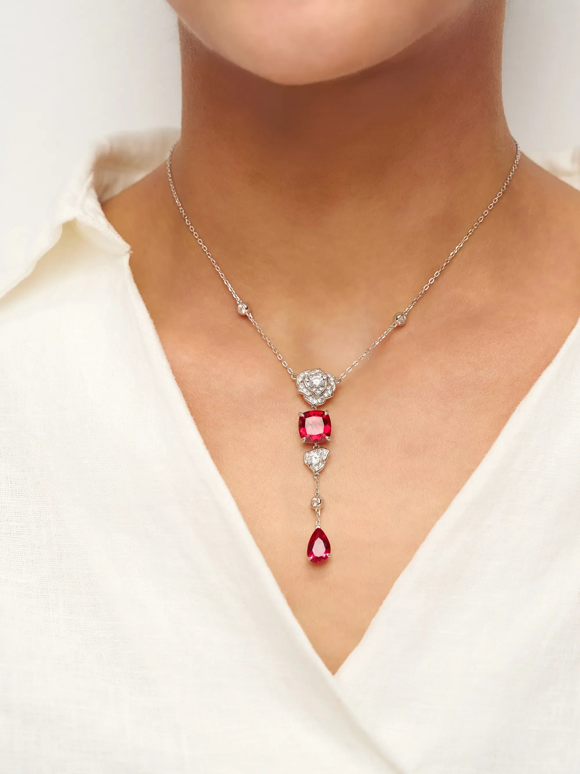Exquisite Ruby Necklace - Ruby Veil DestGlow