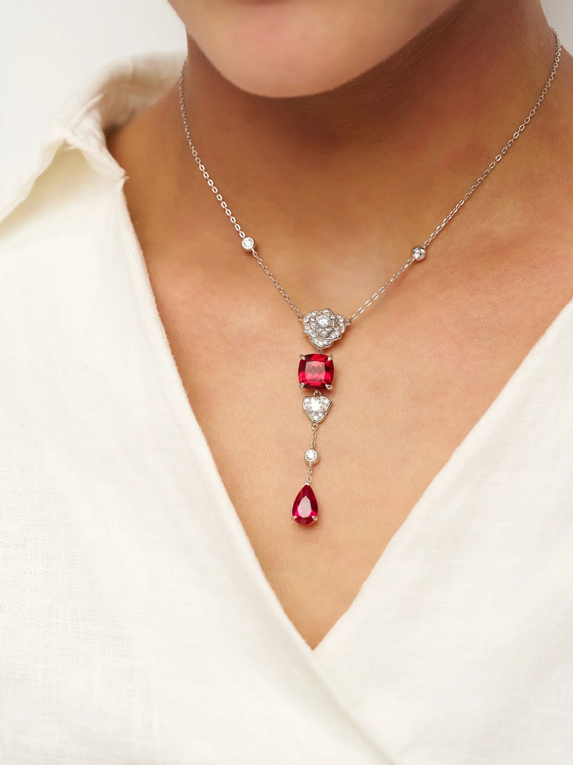 Exquisite Ruby Necklace - Ruby Veil DestGlow