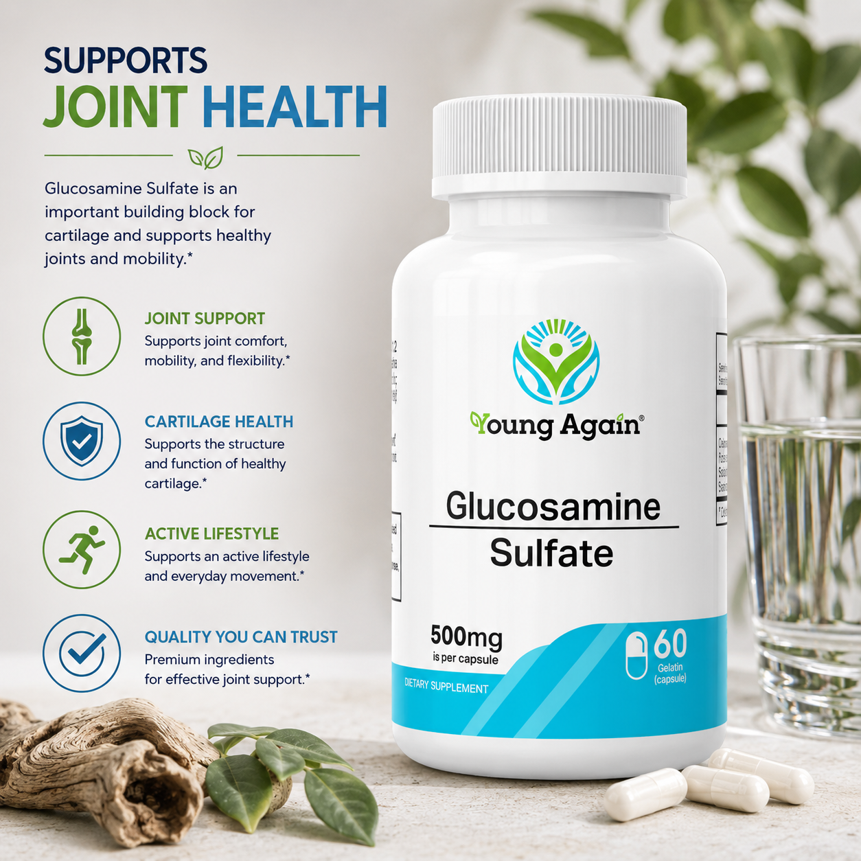 Glucosamine (Sulfate) - Best for Arthritis And Inflammation by Young Again