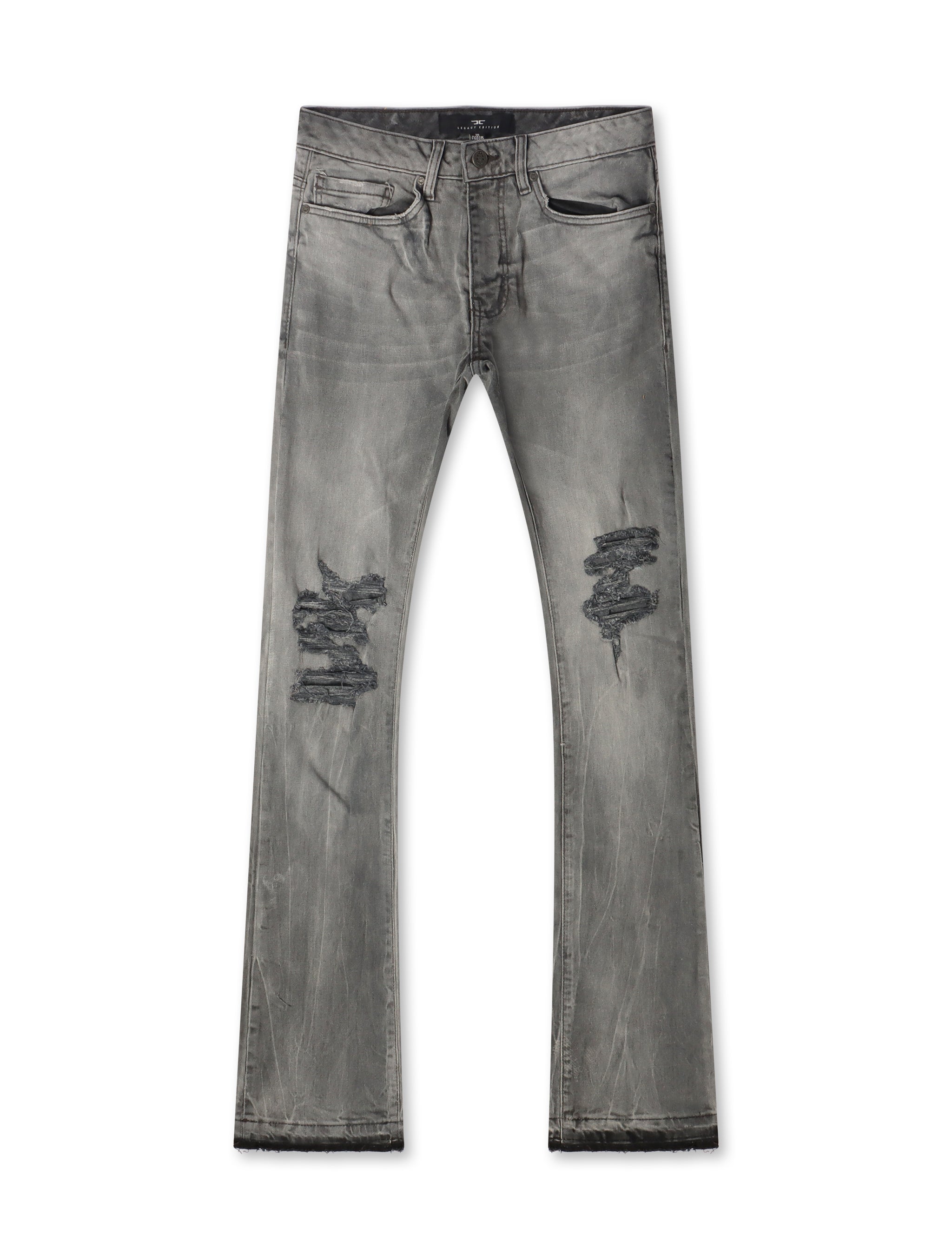 Jordan Craig Stacked Shredded Jeans - Smoked Gray by Denim Exchange