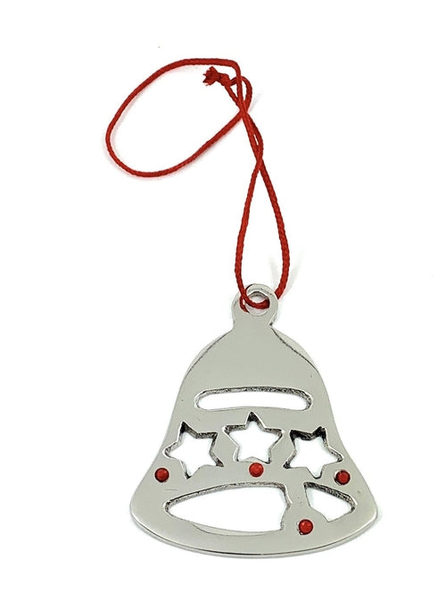 Jingle Bell Christmas Tree Ornaments - Set of 4 Handcrafted Metal Decorations