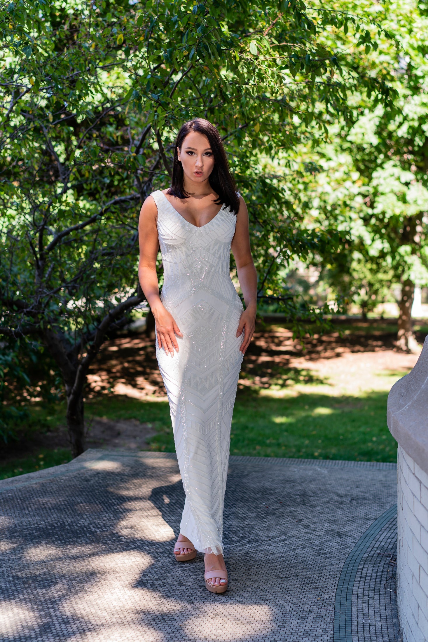 Lara Bryant Beaded Tank Sheath Wedding Dress by Lara New York