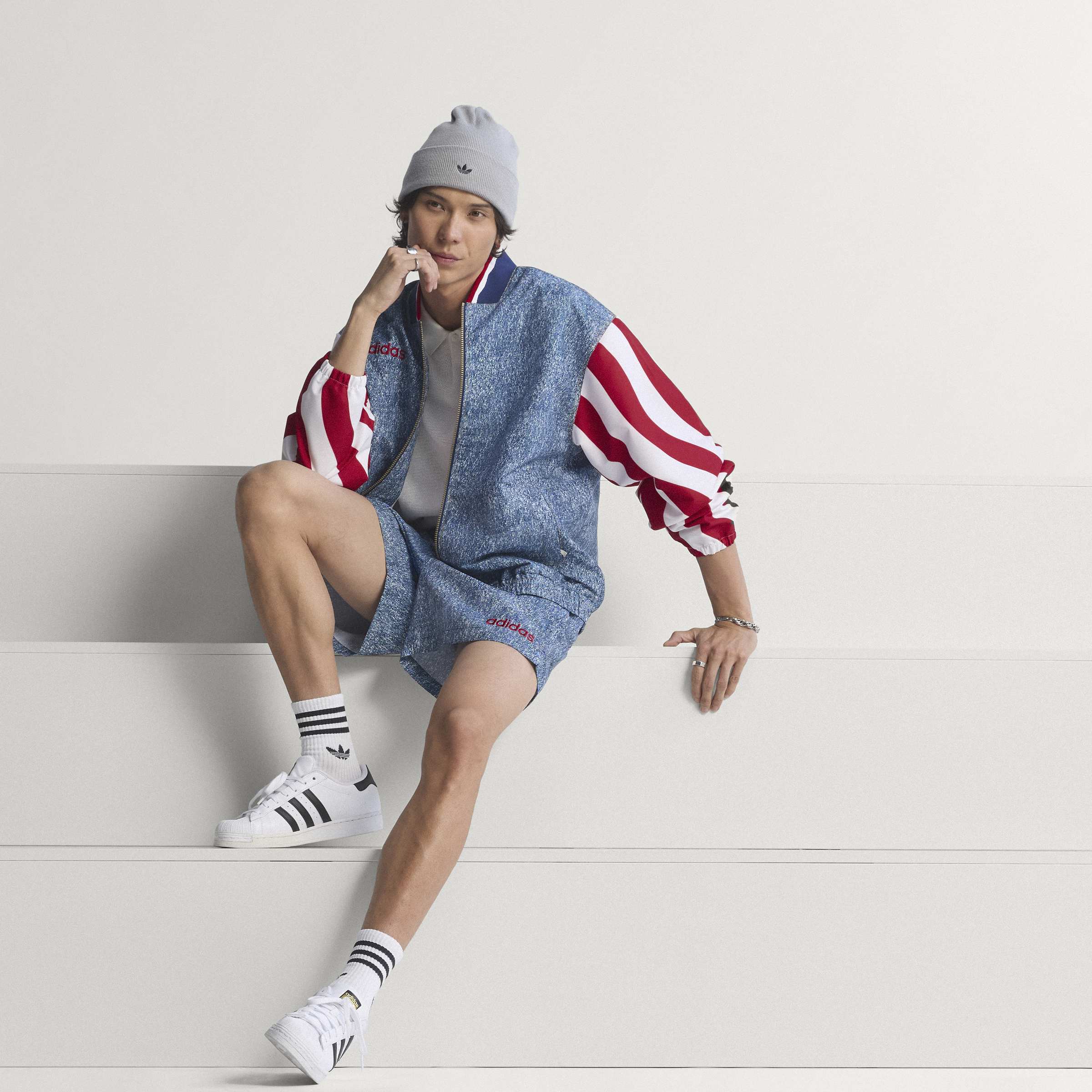 Adidas Mens Denim Graphic Track Jacket - Blue by Denim Exchange