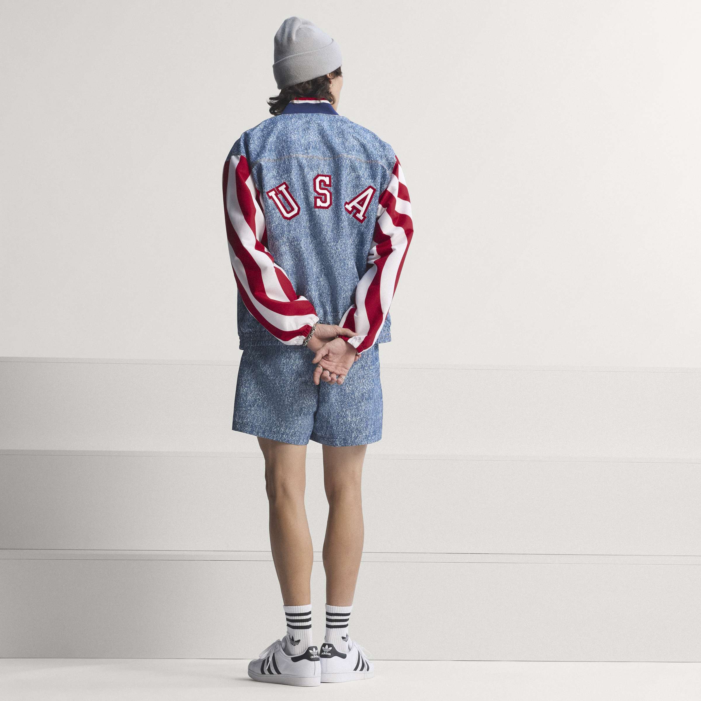 Adidas Mens Denim Graphic Track Jacket - Blue by Denim Exchange