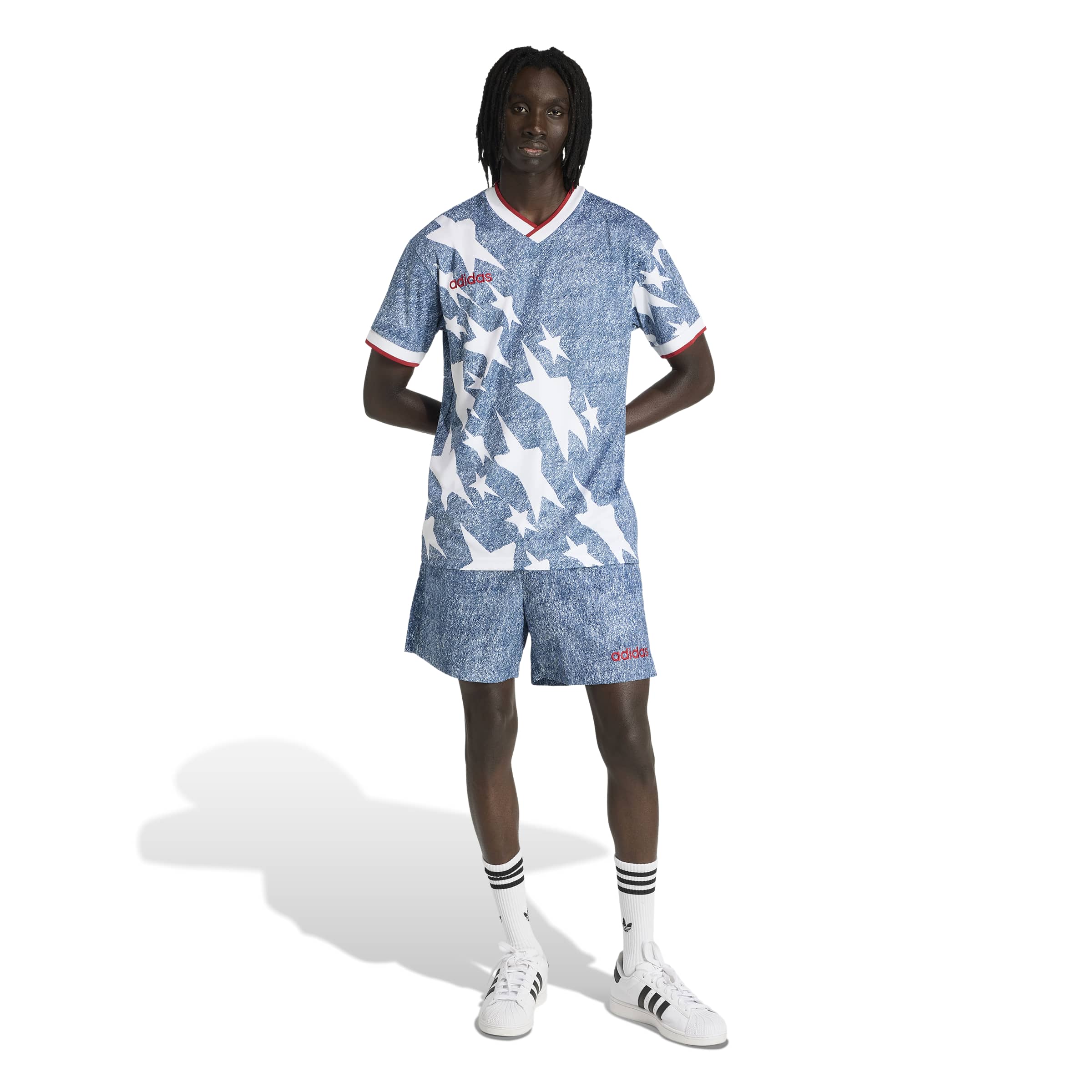Adidas Mens Denim Graphic Jersey - Blue by Denim Exchange