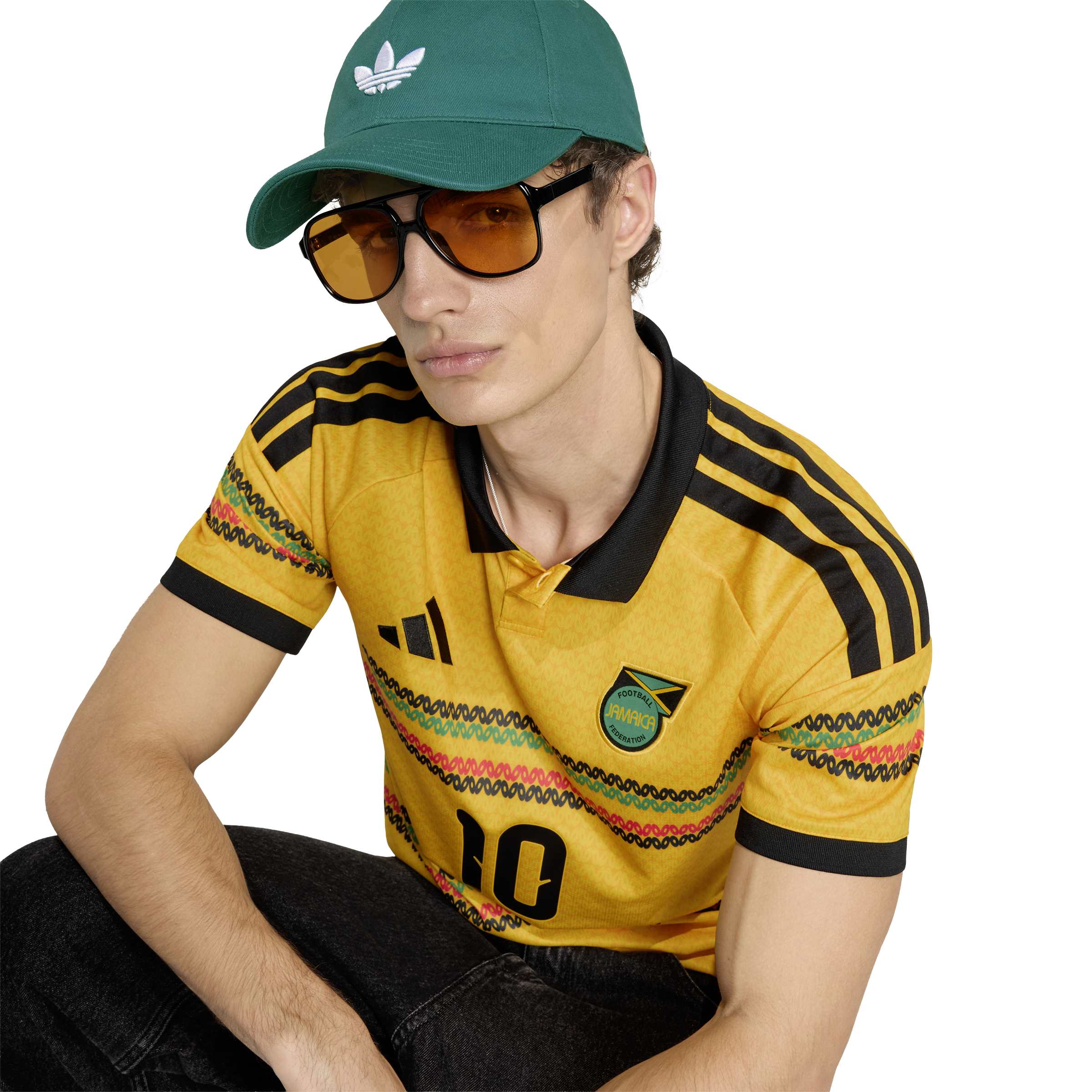 Adidas Mens Jamaica 26 x Bob Marley Home Jersey - Gold by Denim Exchange