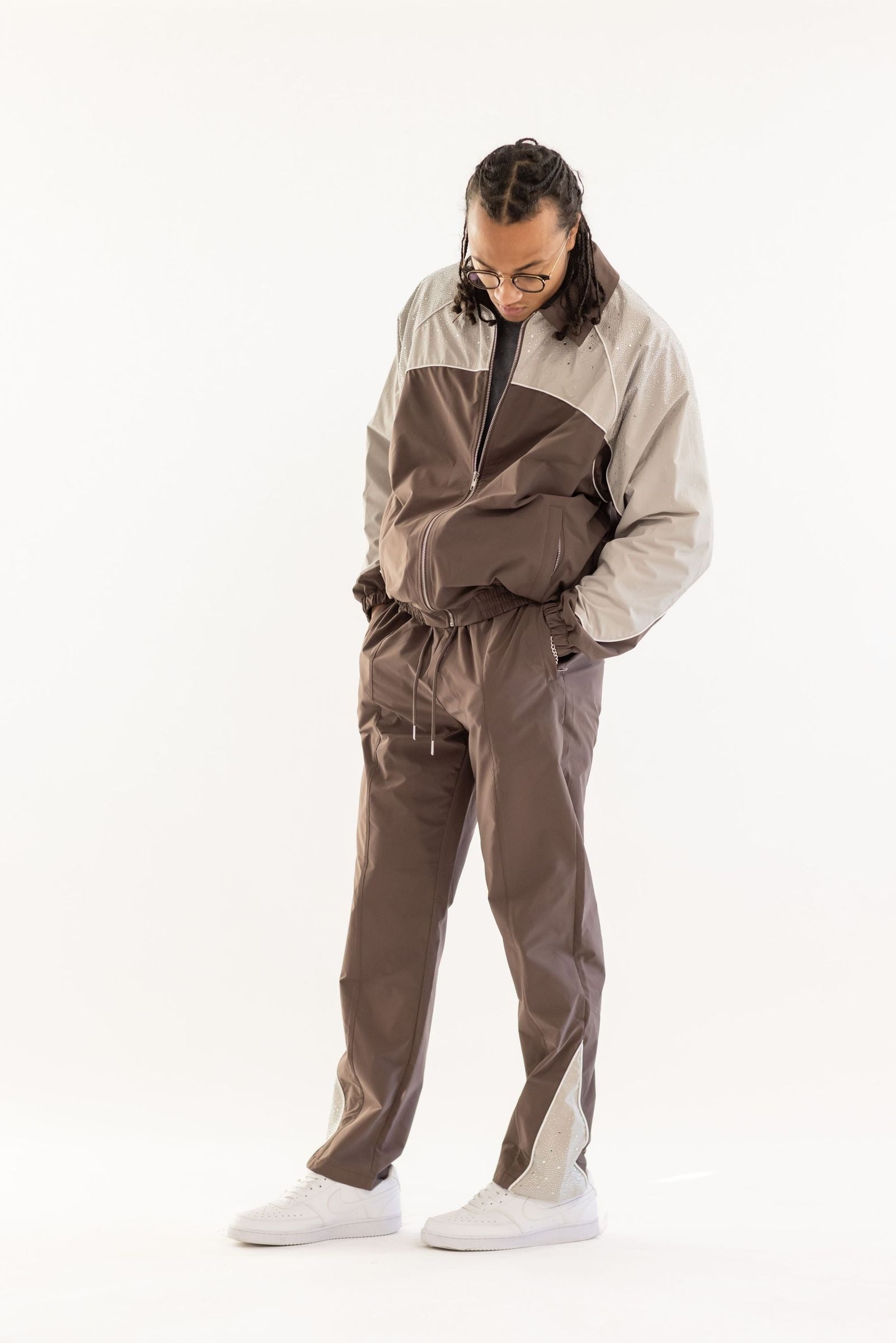 Kindred Rhinestone Track Suit - Brown/Khaki by Denim Exchange