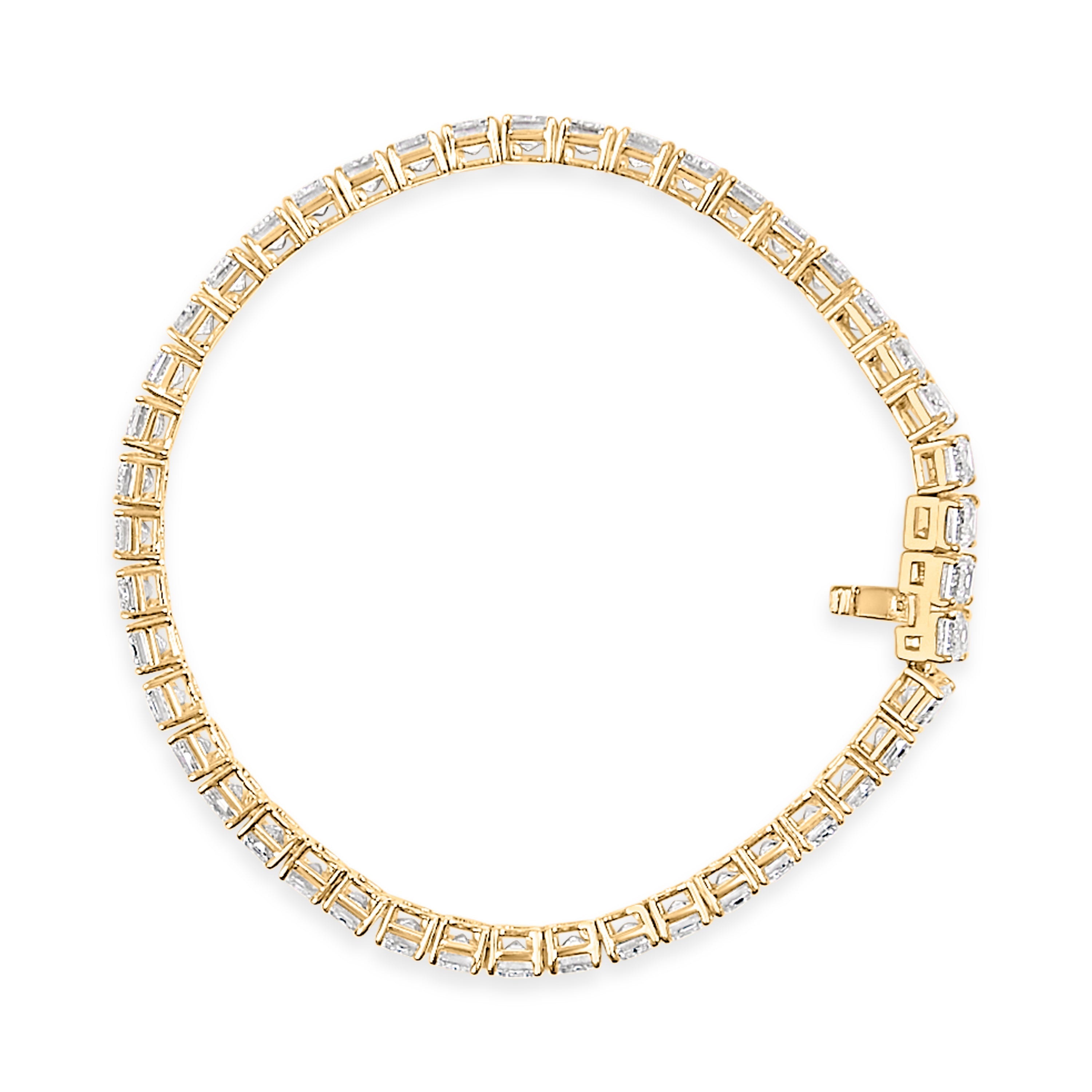 IGI Certified 14K Yellow Gold 18 1/2 Cttw Emerald Cut Lab Grown Diamond Tennis Bracelet DestGlow