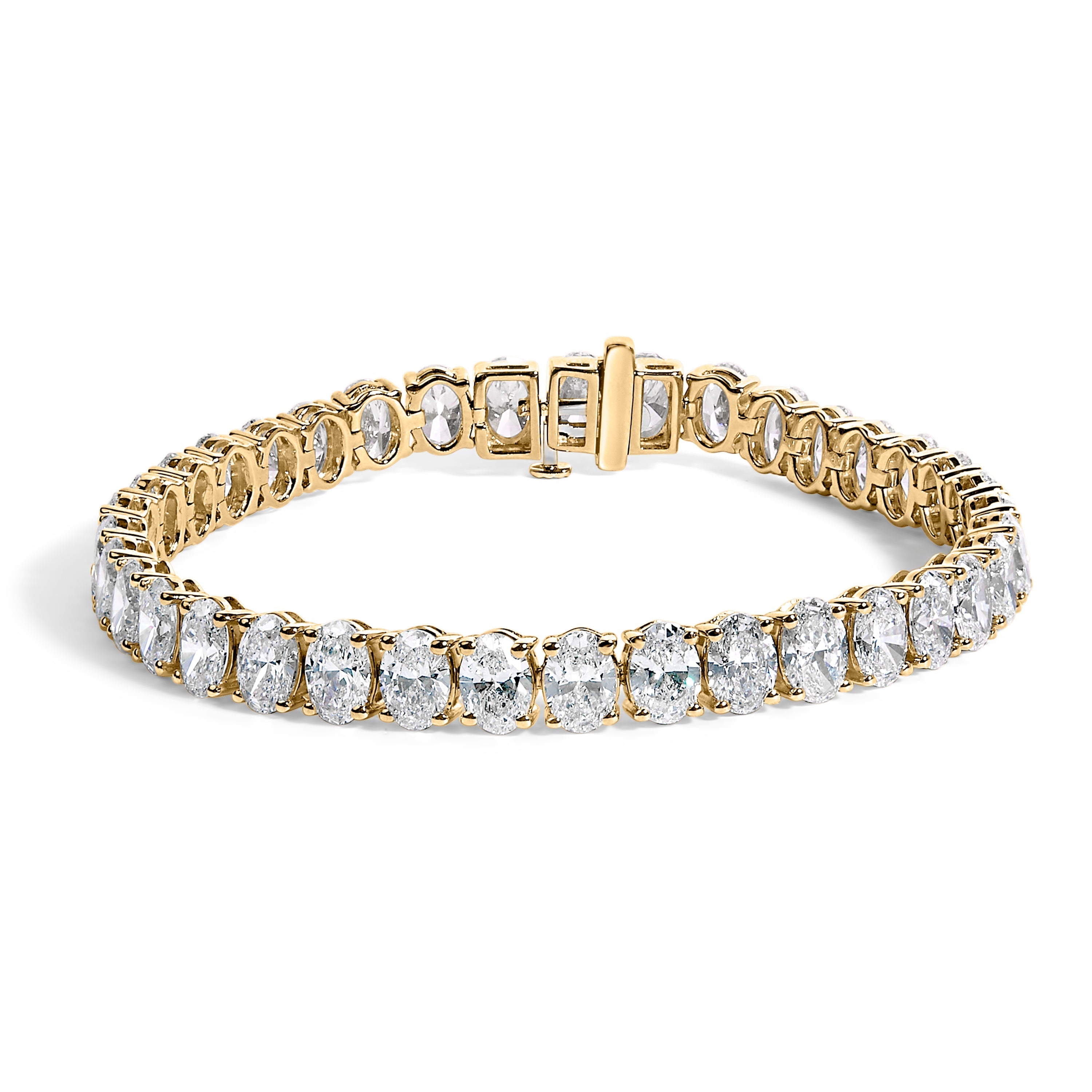 IGI Certified 14K White Gold 15.0 Cttw Oval Cut Lab Grown Diamond Tennis Bracelet DestGlow