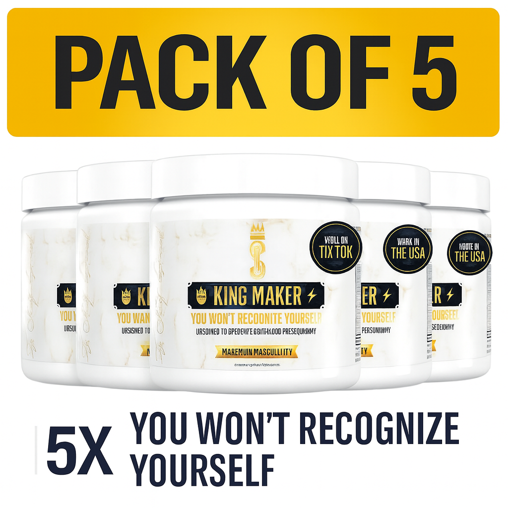 King Maker Pack of 5, 13-in-1 Anabolic Supplement for Men to Increase Stamina, Lean Muscle Growth & Recovery, N.O. Booster with Tongkat Ali (LJ100), 120 Capsules - accessories