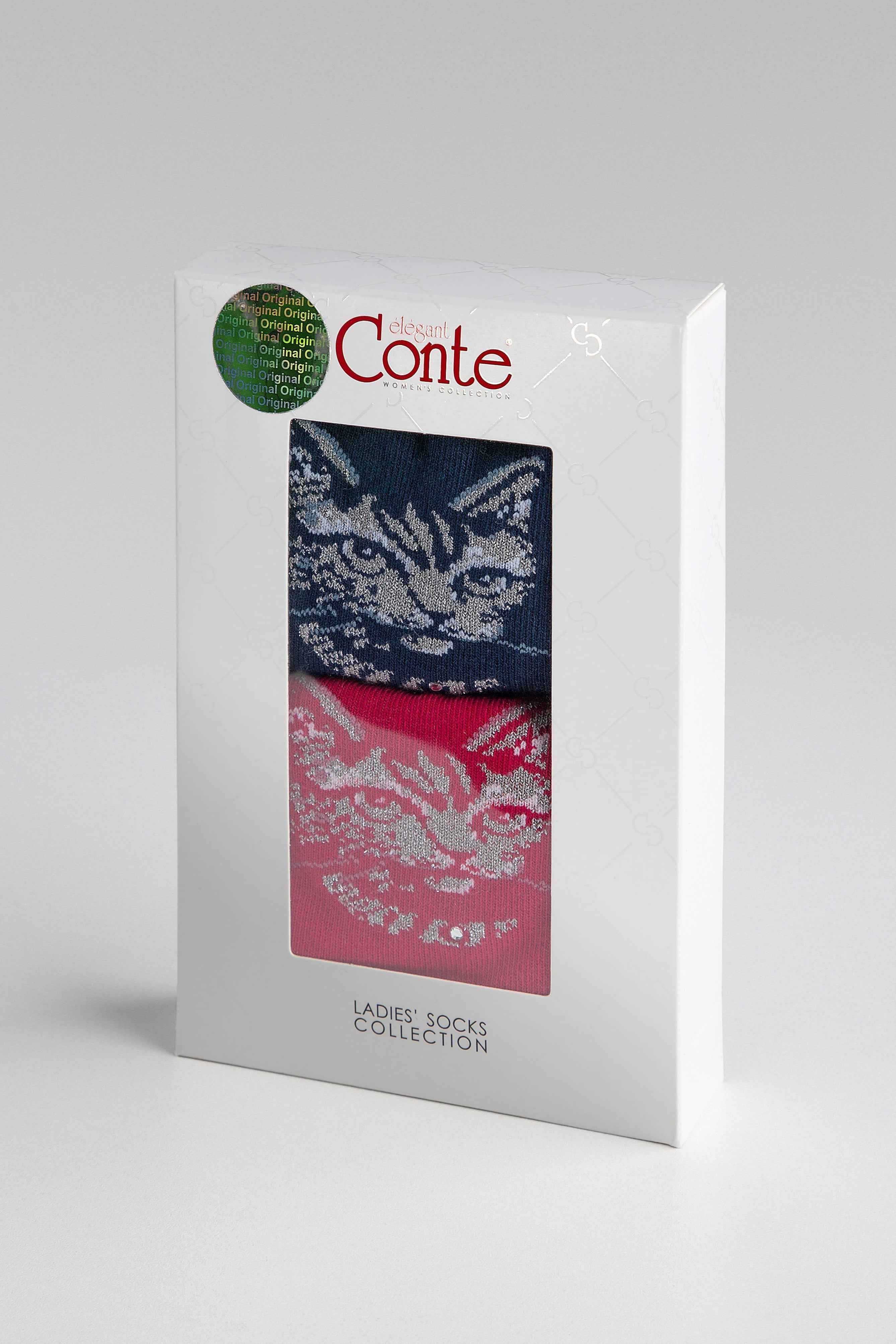 Conte Elegant Cotton Socks (2 pairs) - Lady Cat - DestGlow