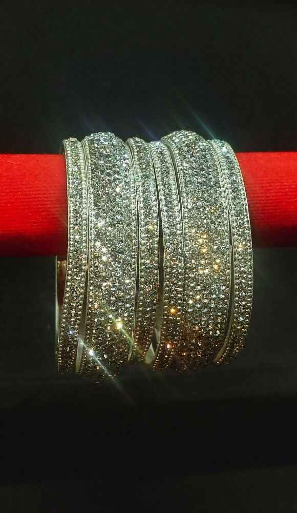 Joban Fashion Silver Crystal Diamond Bangles Set