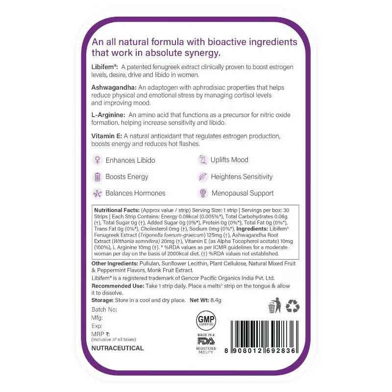 Wellbeing Nutrition Melts Into Her Desire Libifem + L-Arginine Strips - Mixed Fruit Flavor