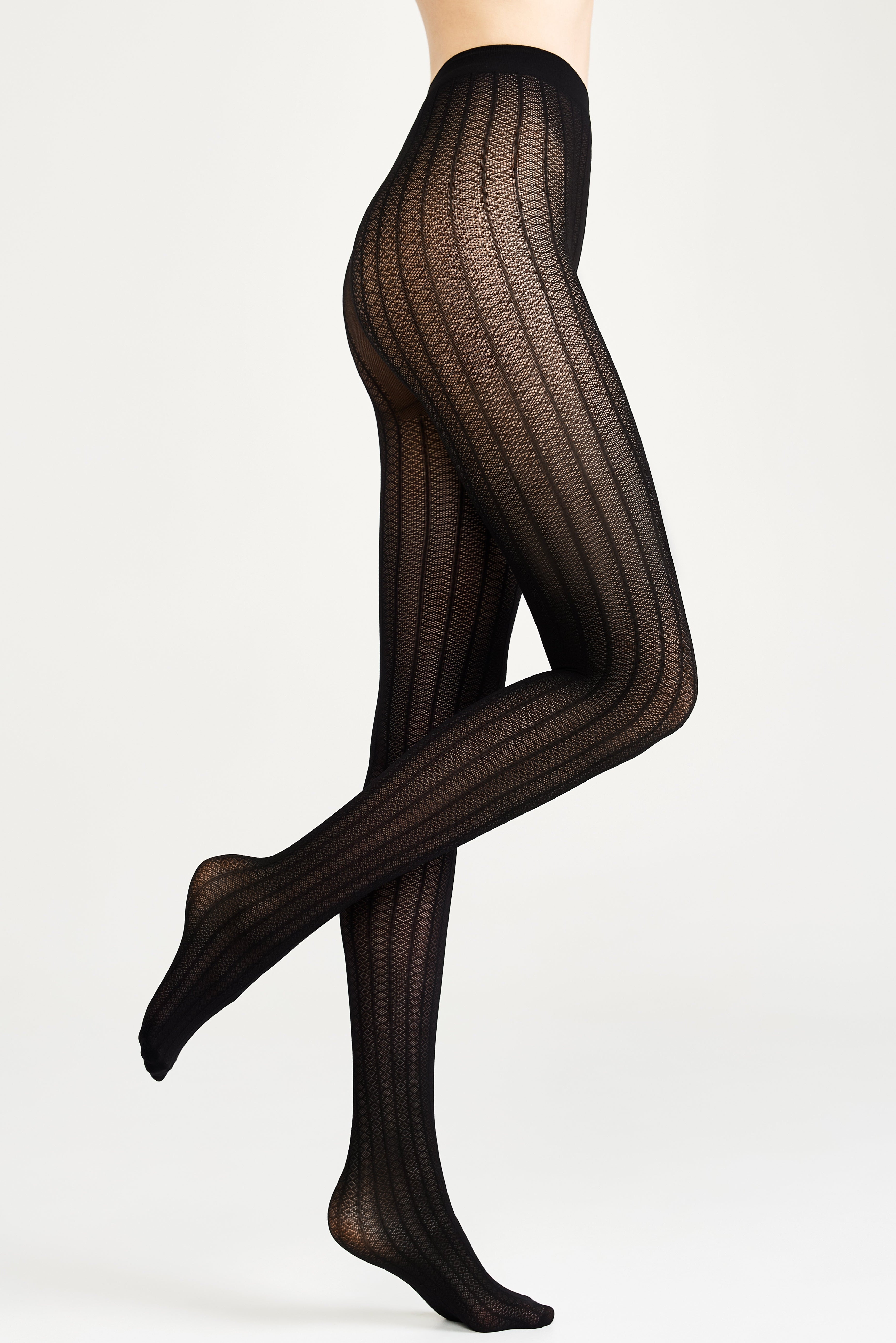 Fantasy Tights Conte Lacy Line - Lace Pattern and Stripes - DestGlow