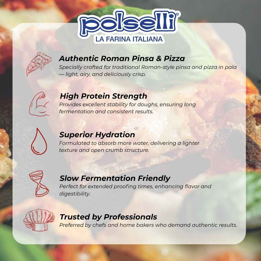 Polselli, La Romana Pinsa & Pizza in Pala Flour, Tipo 0 Flour, 11 lb (5 kg)