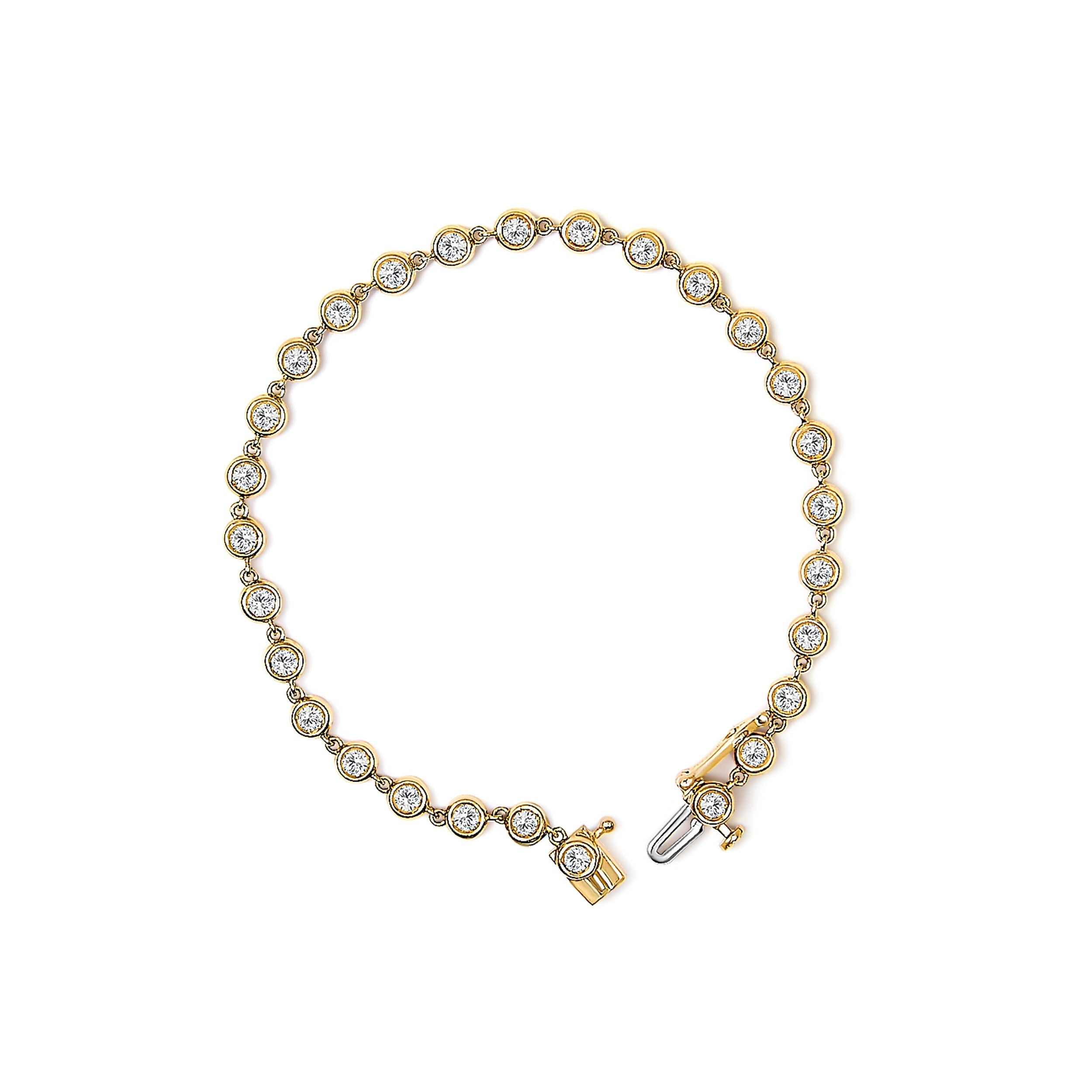 10K Yellow Gold 1 1/2 Cttw Lab Grown Diamond Bezel Link Bracelet DestGlow