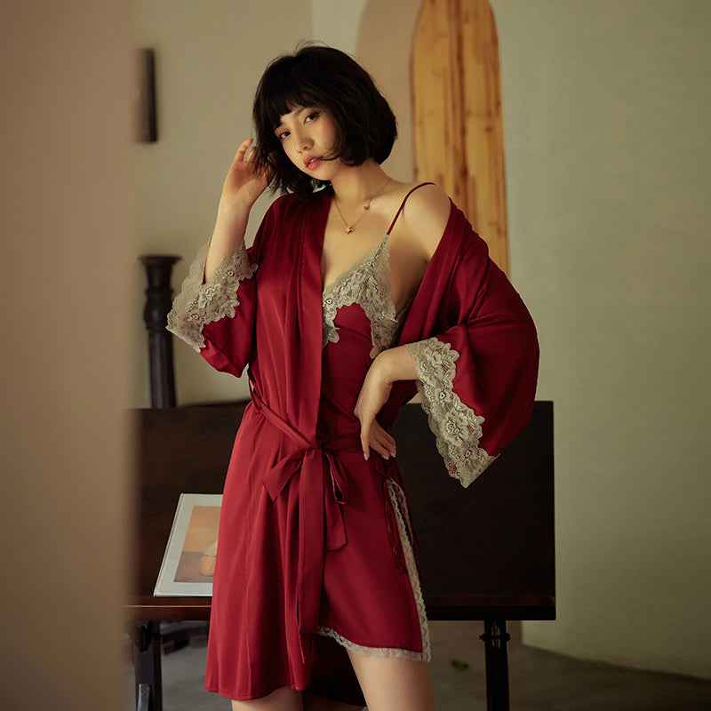 Madeline 3 Piece Satin & Lace Lingerie Set