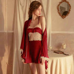 Duchess Dream 3-Piece Lace Trim Satin Set - accessories