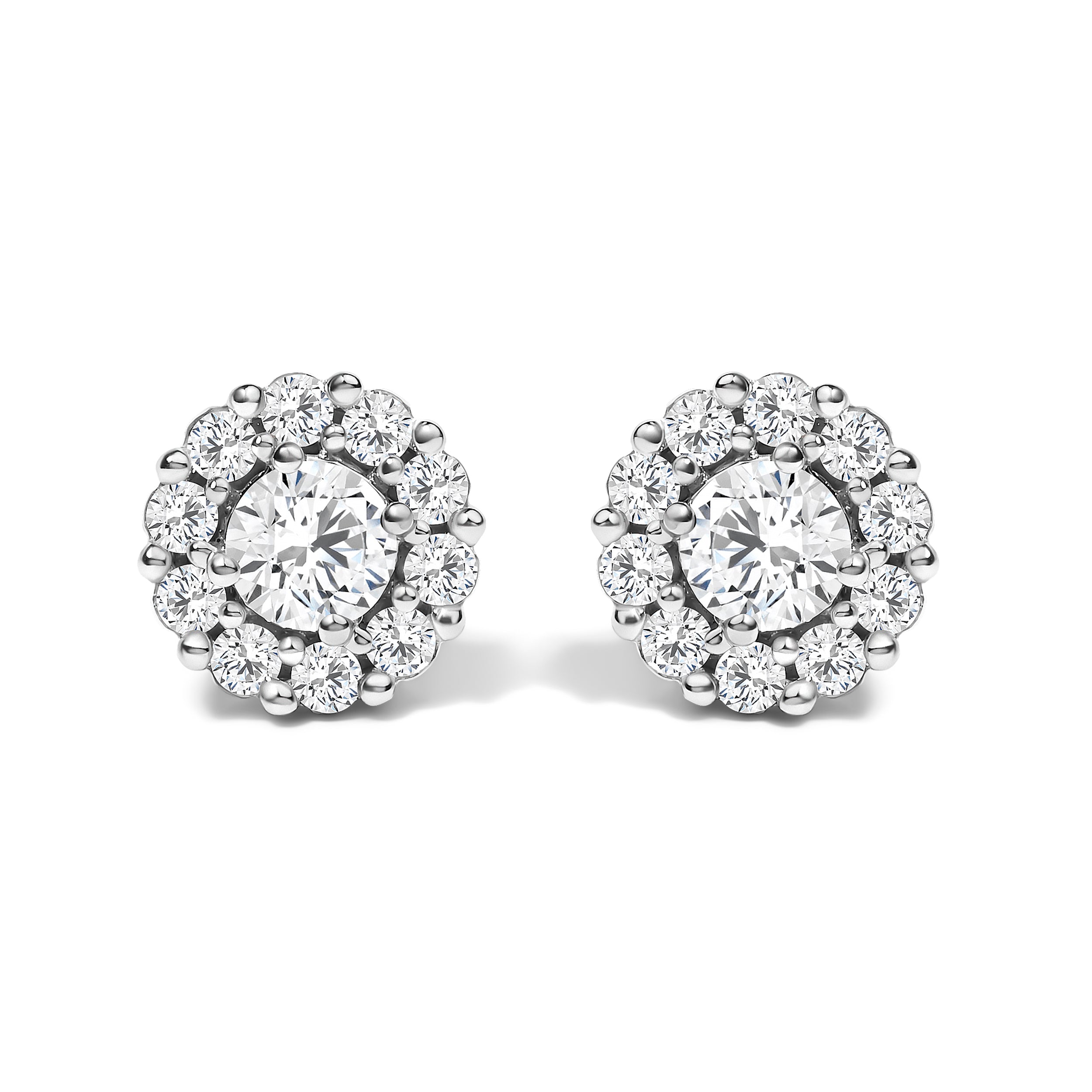 10K White Gold 3.0 Cttw Lab Grown Diamond Halo Stud Earrings DestGlow