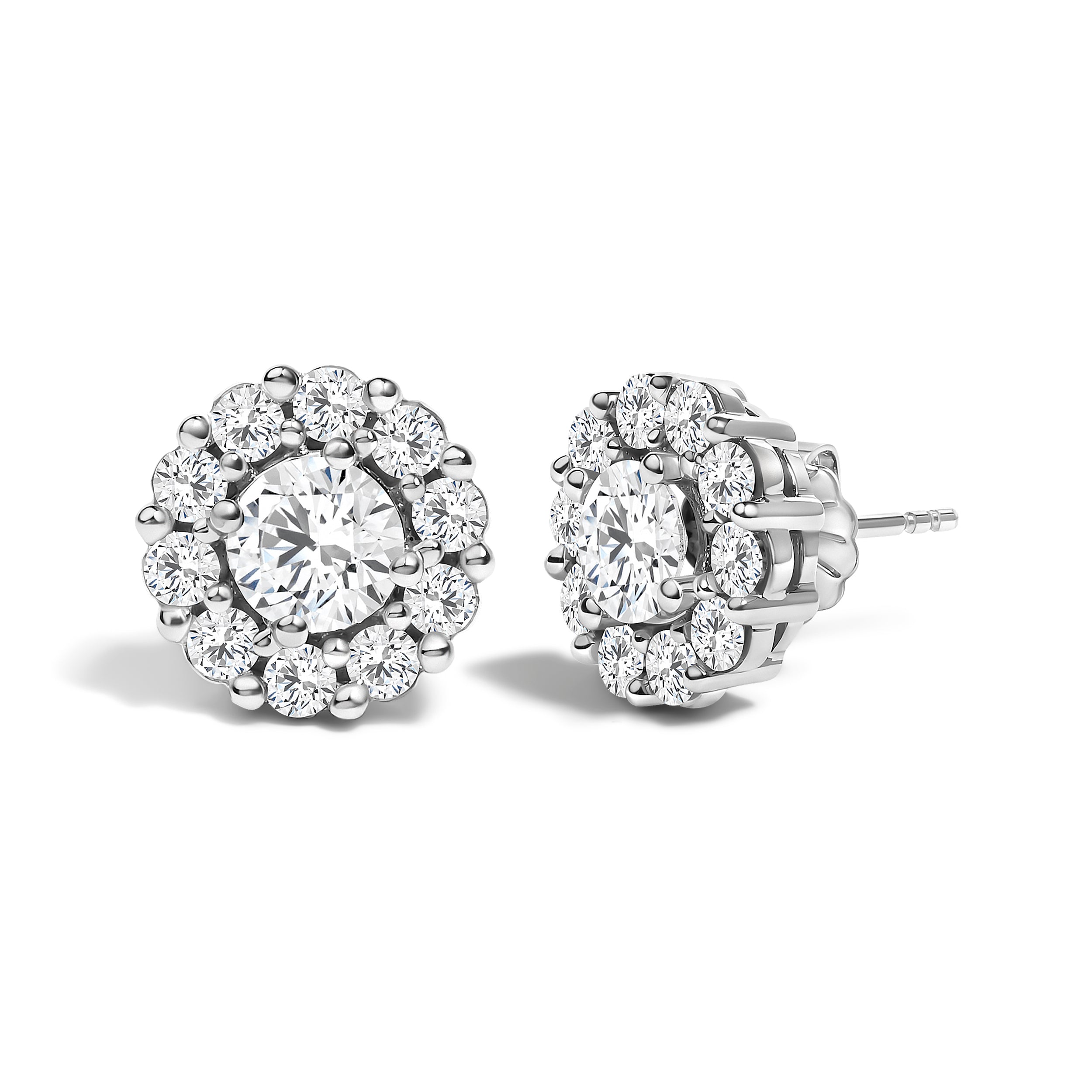 10K White Gold 3.0 Cttw Lab Grown Diamond Halo Stud Earrings DestGlow
