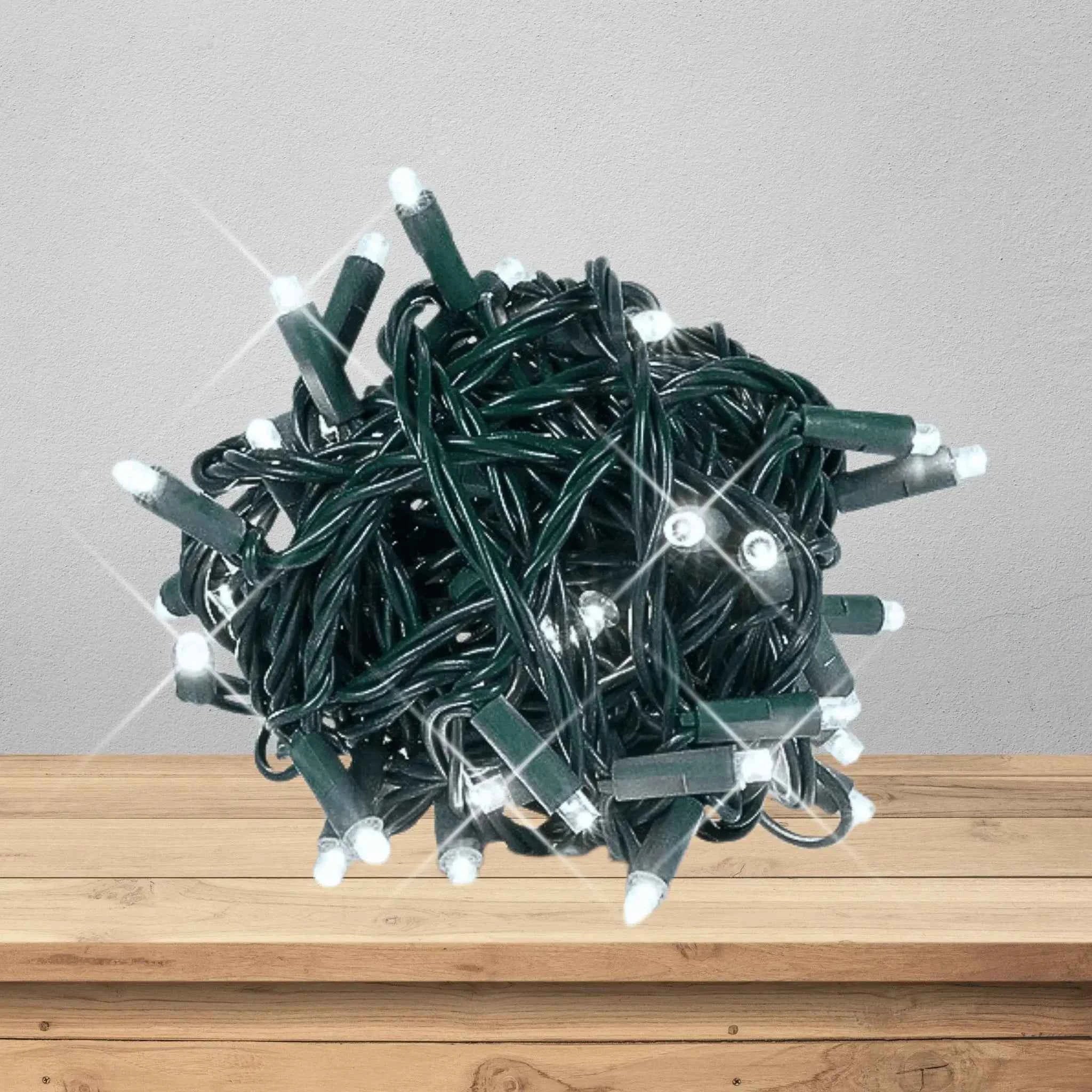 LED Mini Lights 5MM Pure White Twinkle Green Wire 6" Spacing