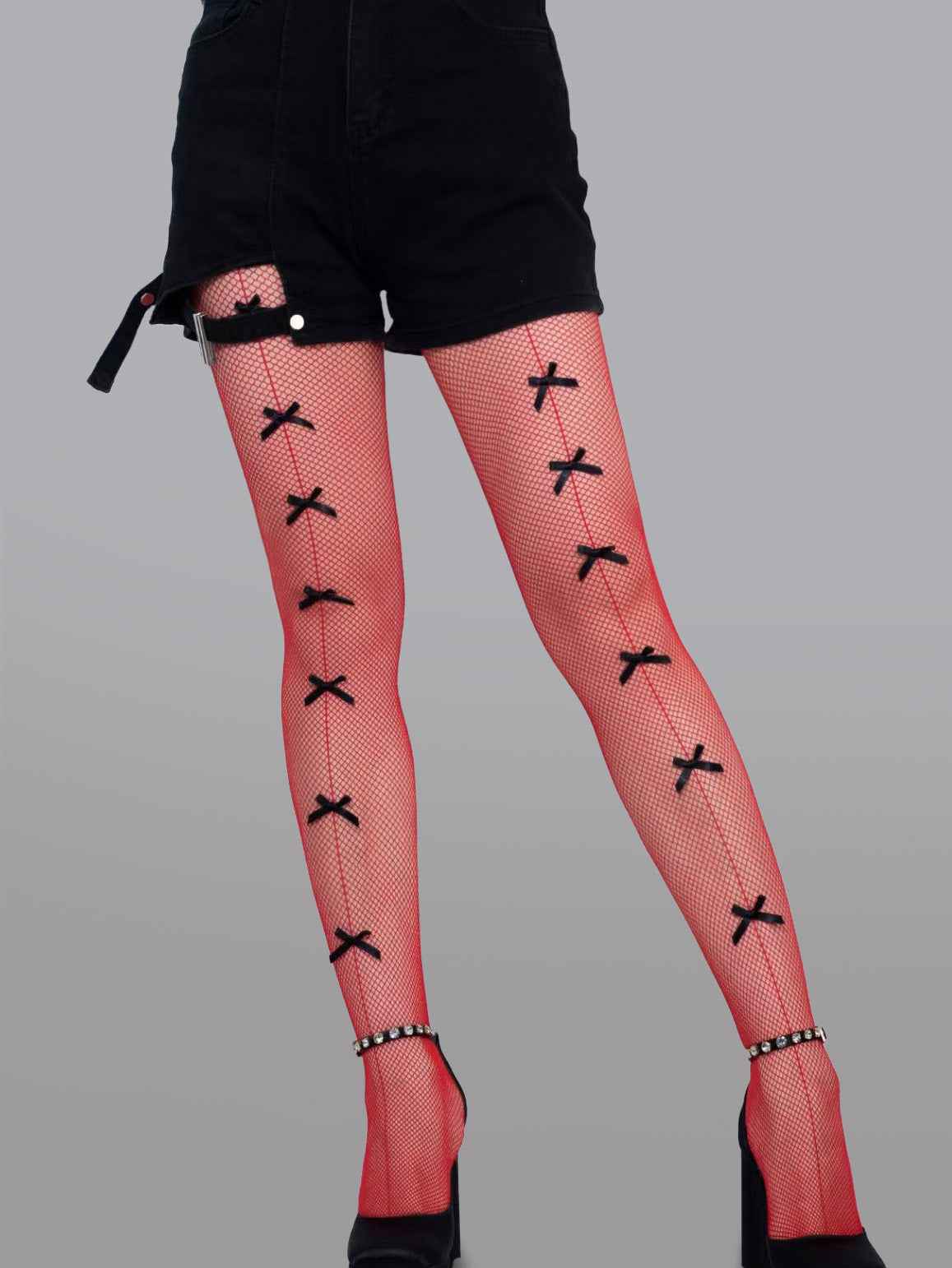Bow Tie Fishnet Tights - leggings