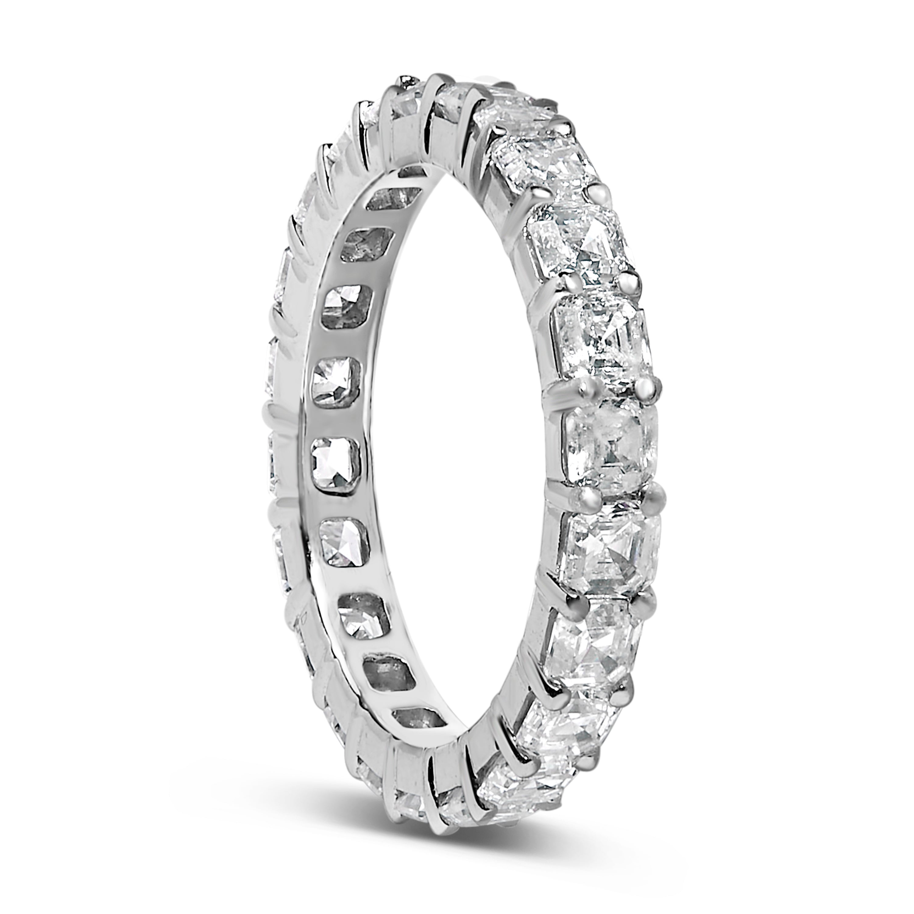 14K White Gold 2 1/3 Cttw Asscher Cut Lab Grown Diamond Eternity Band Ring (E-F Color, VS1-VS2 Clarity) - Ring Size 5.5 by Bids.com
