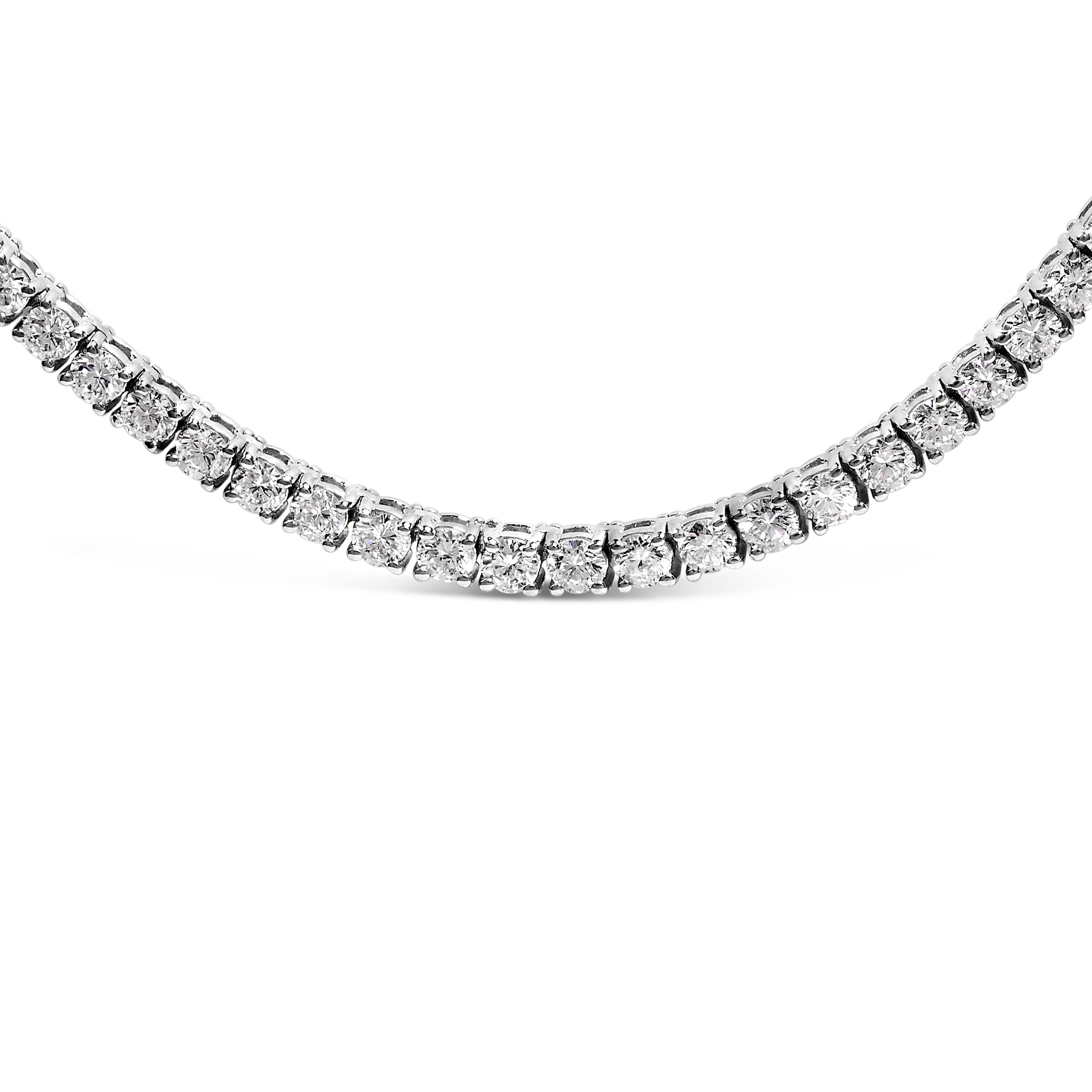 14K White Gold 10 3/4 Cttw Lab Grown Diamond Tennis Necklace DestGlow